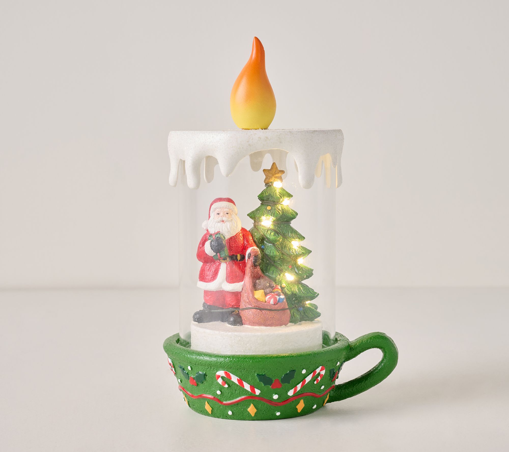 Illuminated 9" Chamberstick Candle with Scene by Valerie
