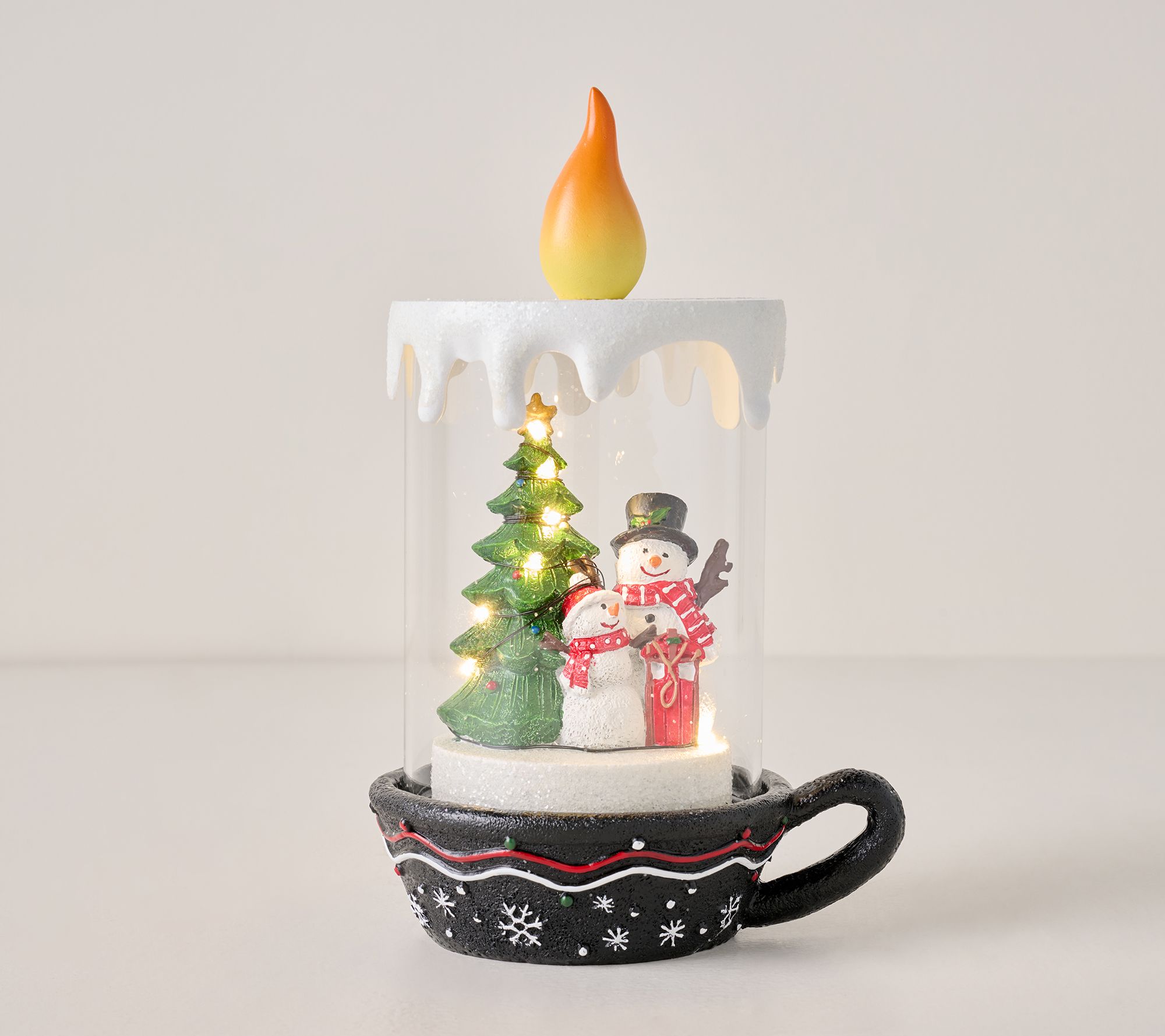 Illuminated 9" Chamberstick Candle with Scene by Valerie
