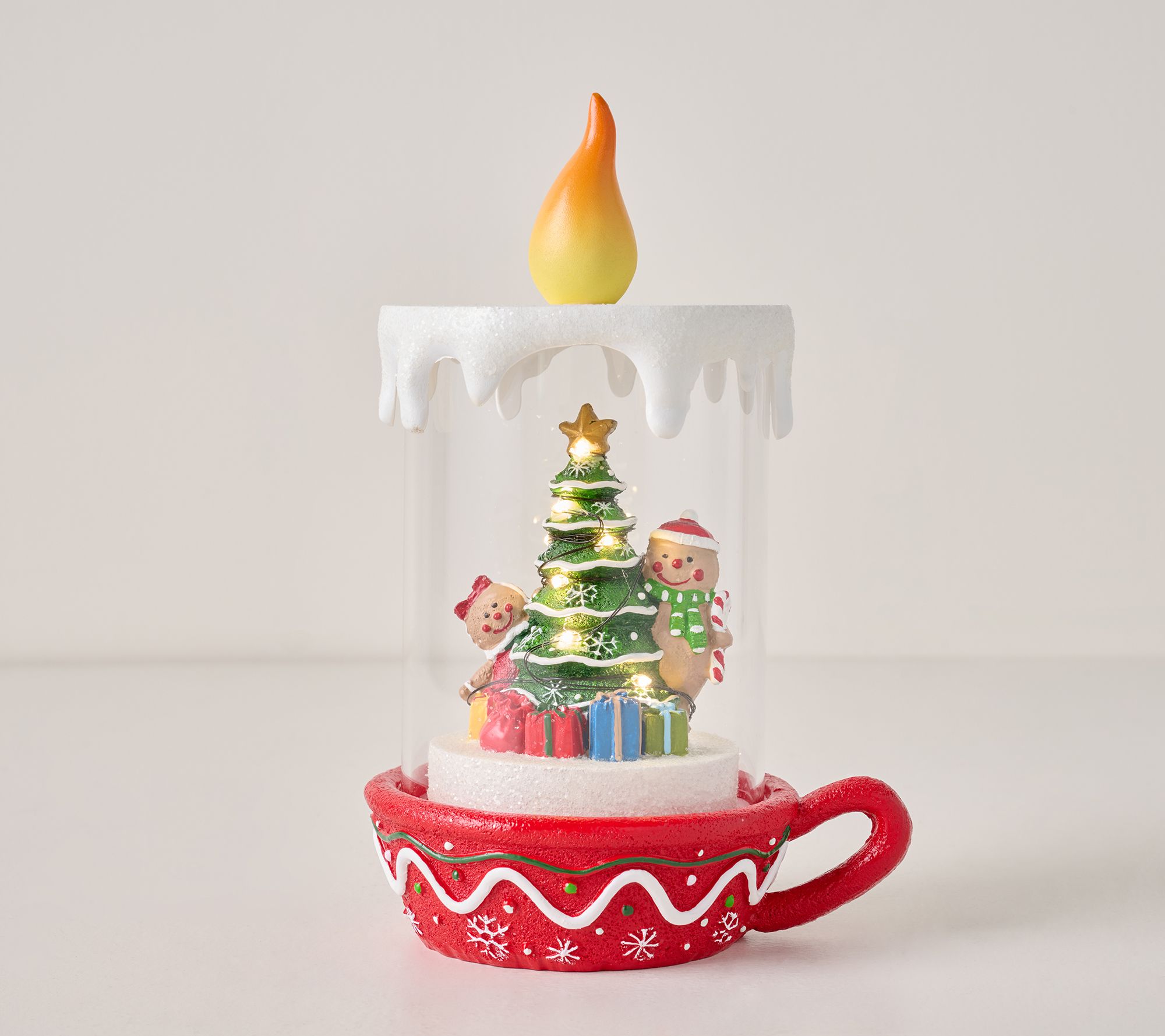 Illuminated 9" Chamberstick Candle with Scene by Valerie