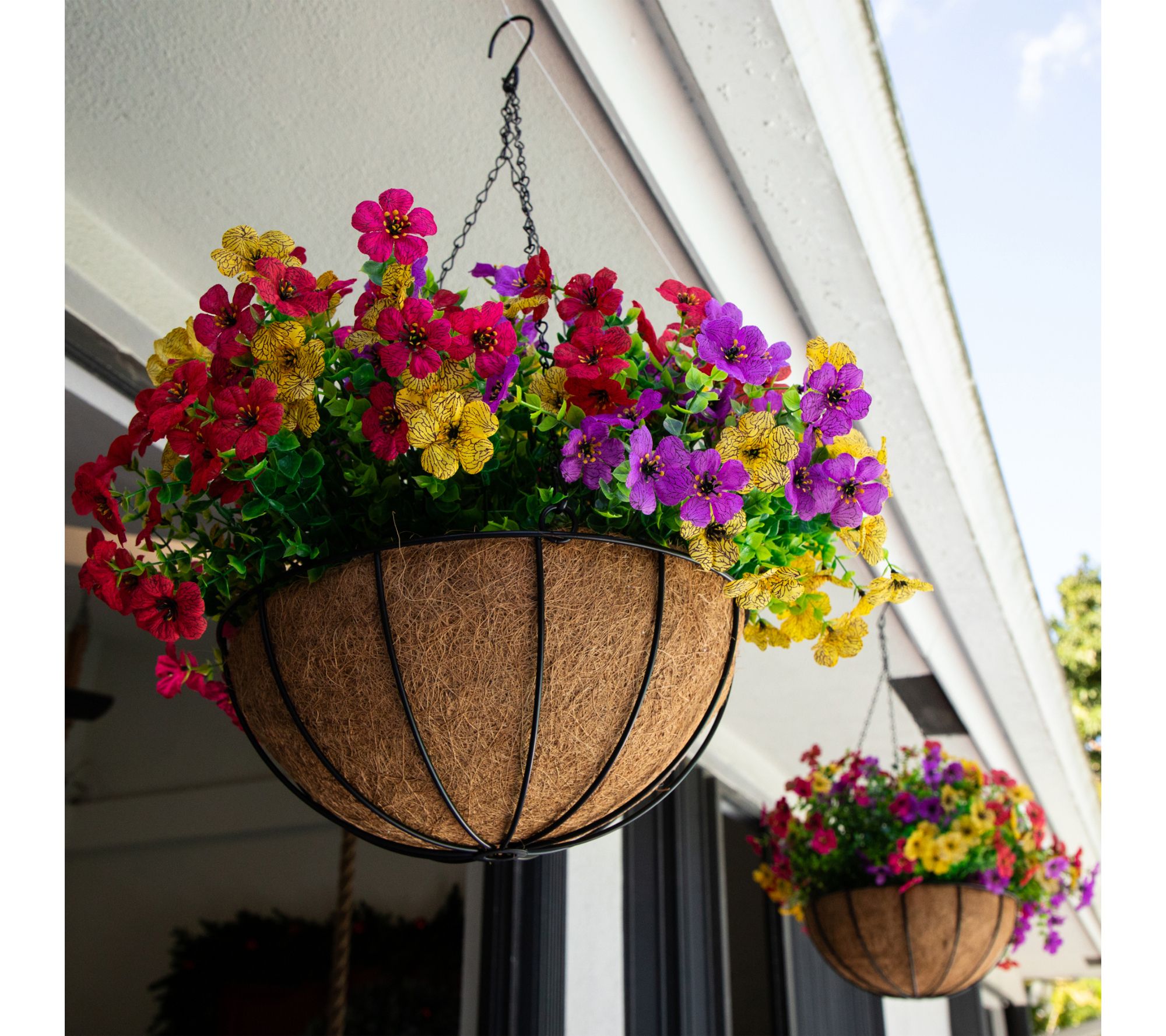 Nearly Natural UV Resistant Daisy Basket DIY Kit Set of 2