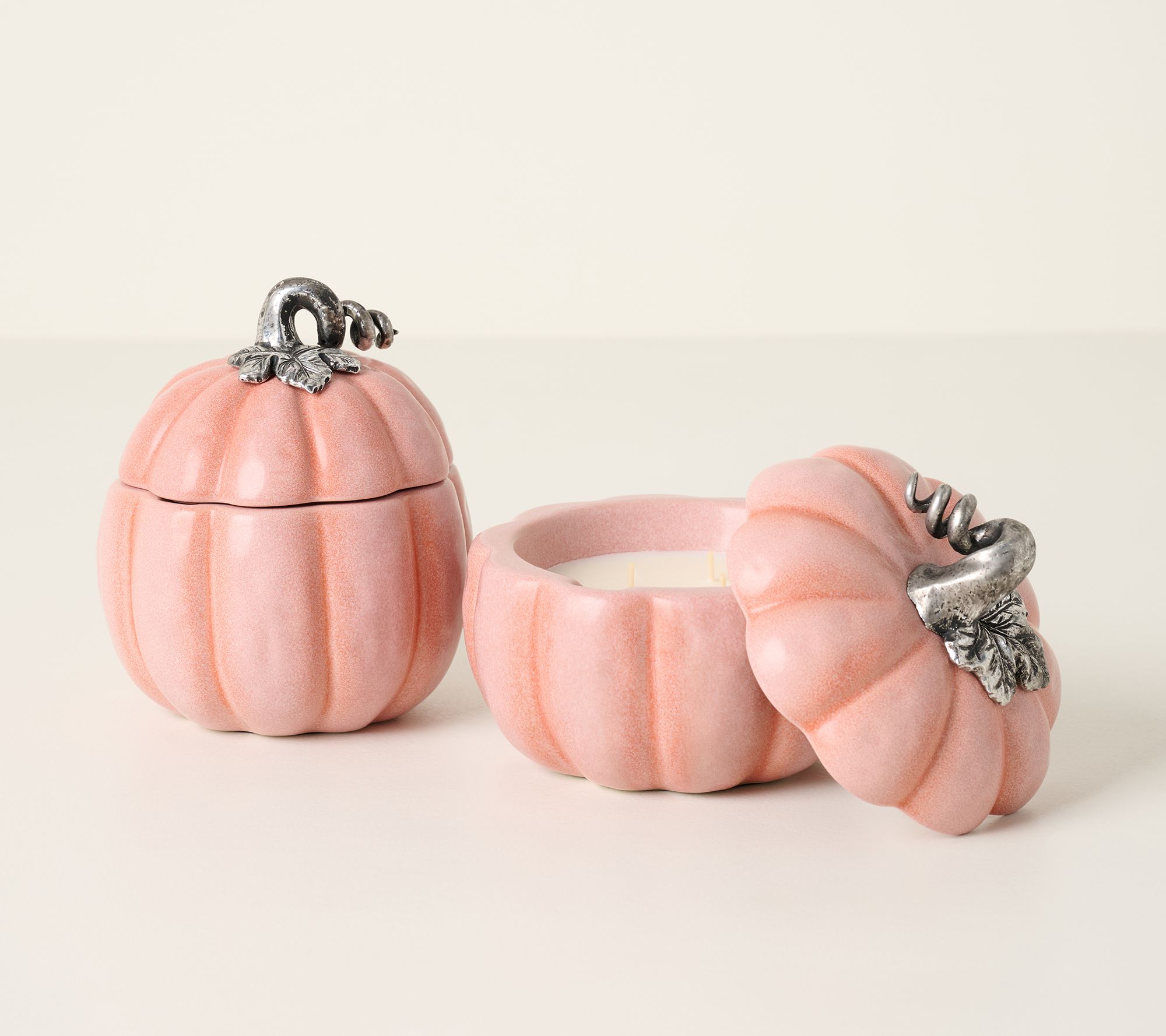 Martha Stewart x Slatkin + Co. S/2 6oz Ceramic Pumpkin Candle Set