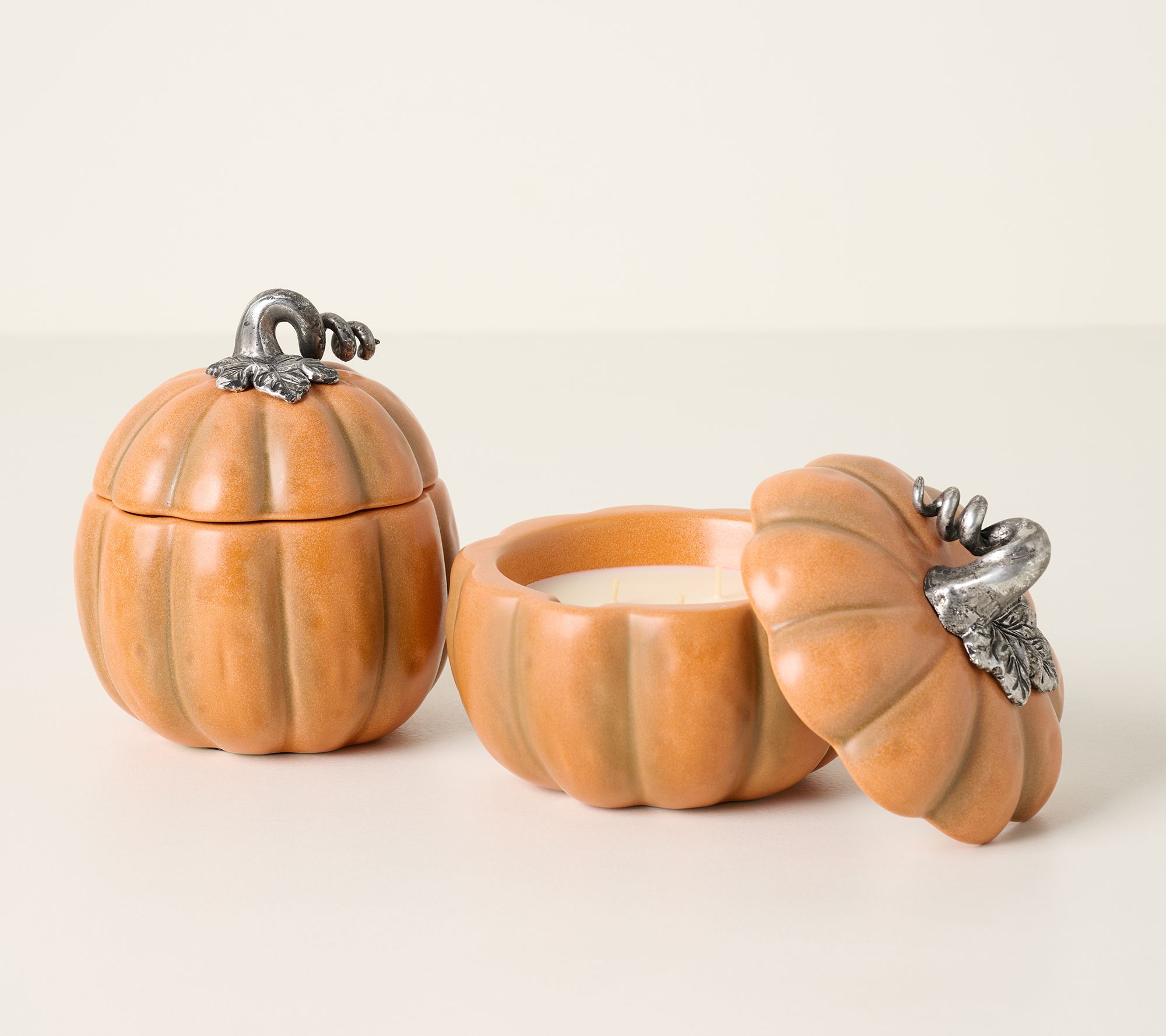 Martha Stewart x Slatkin + Co. S/2 6oz Ceramic Pumpkin Candle Set