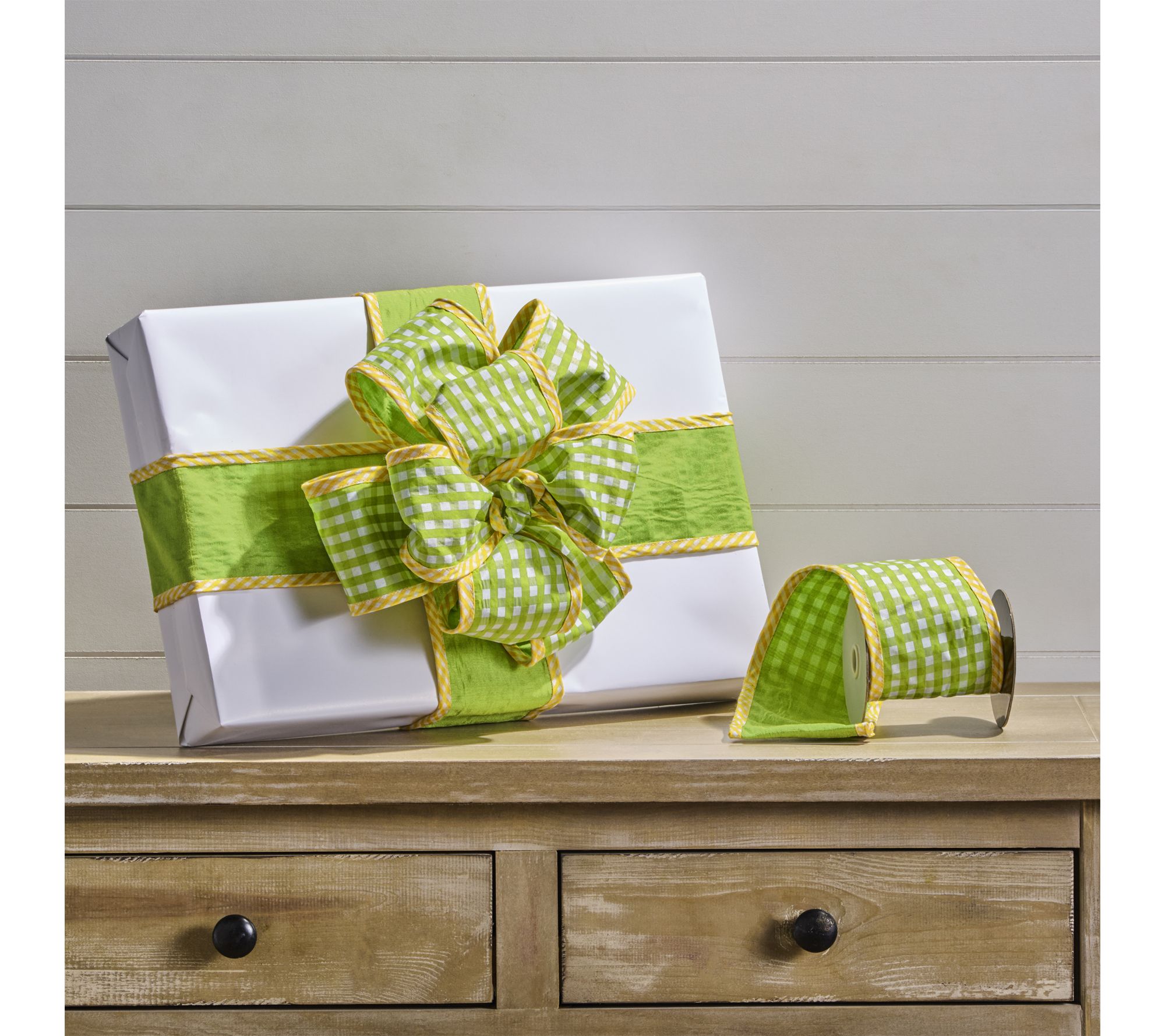 4"X5Y Spring Gingham With Border Ribbon By Valerie