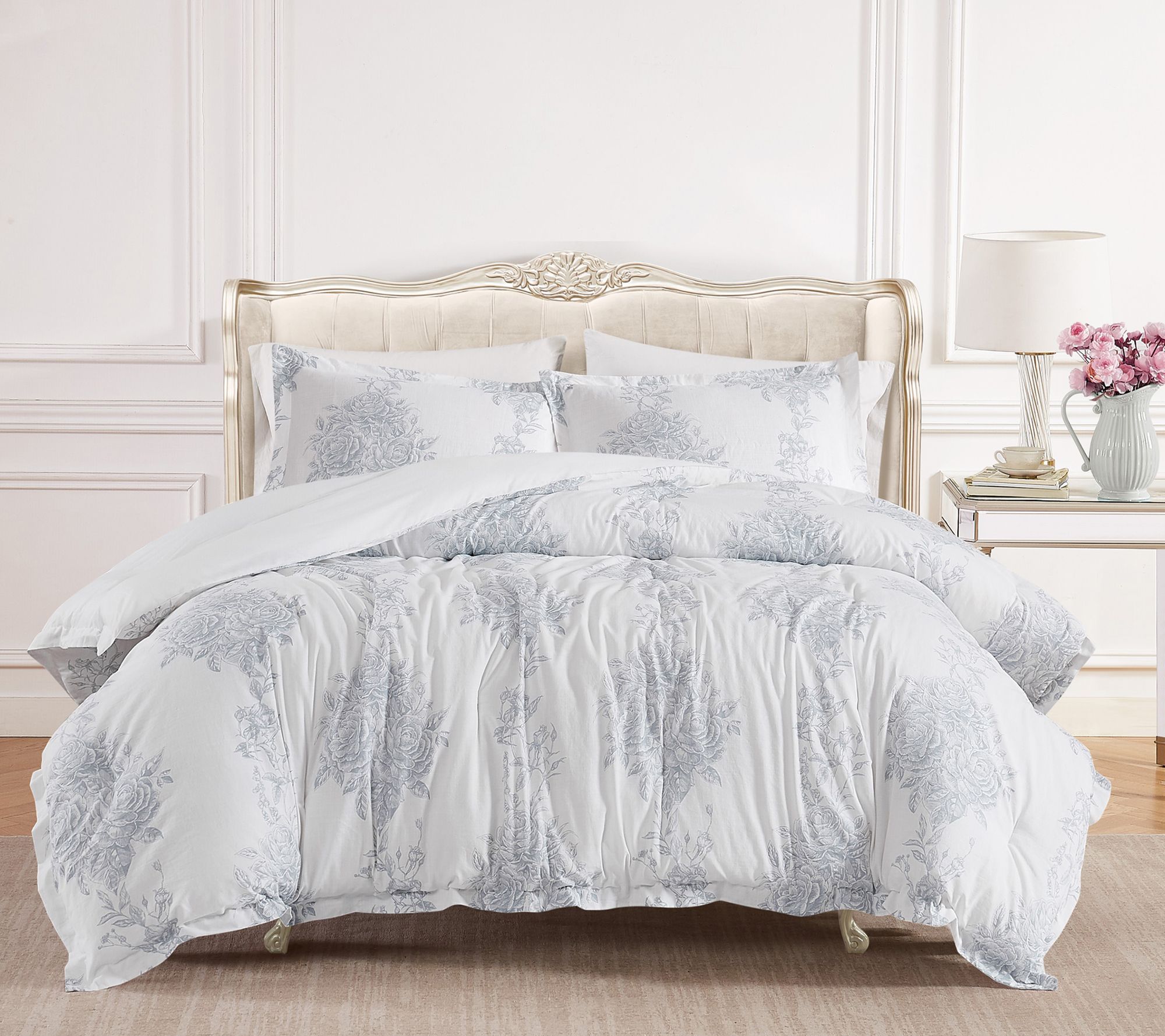 Shabby Chic Toile Bouquet King Comforter Set