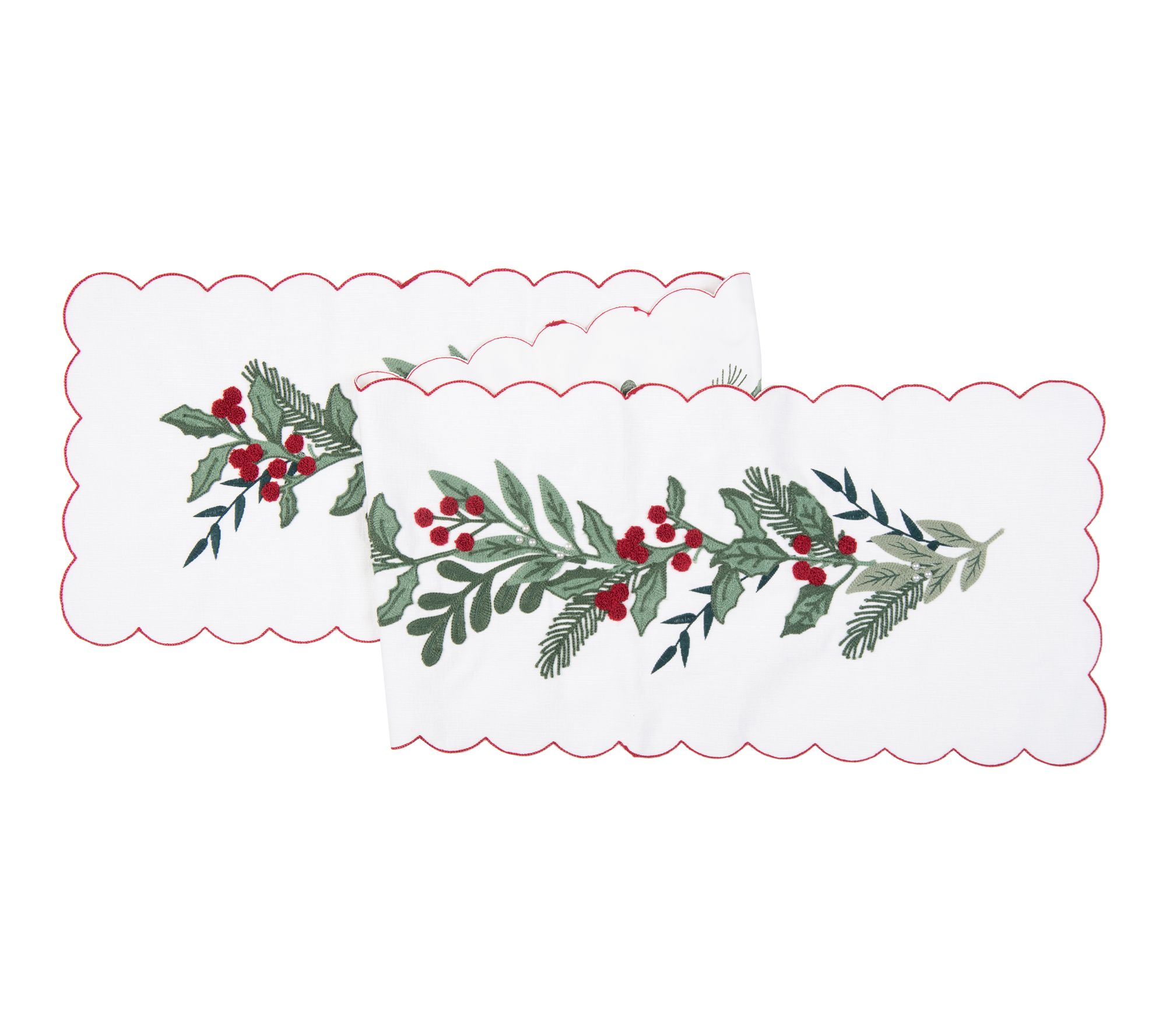 Merry Mistletoe Embroidered Bo tanical Runner by Valerie