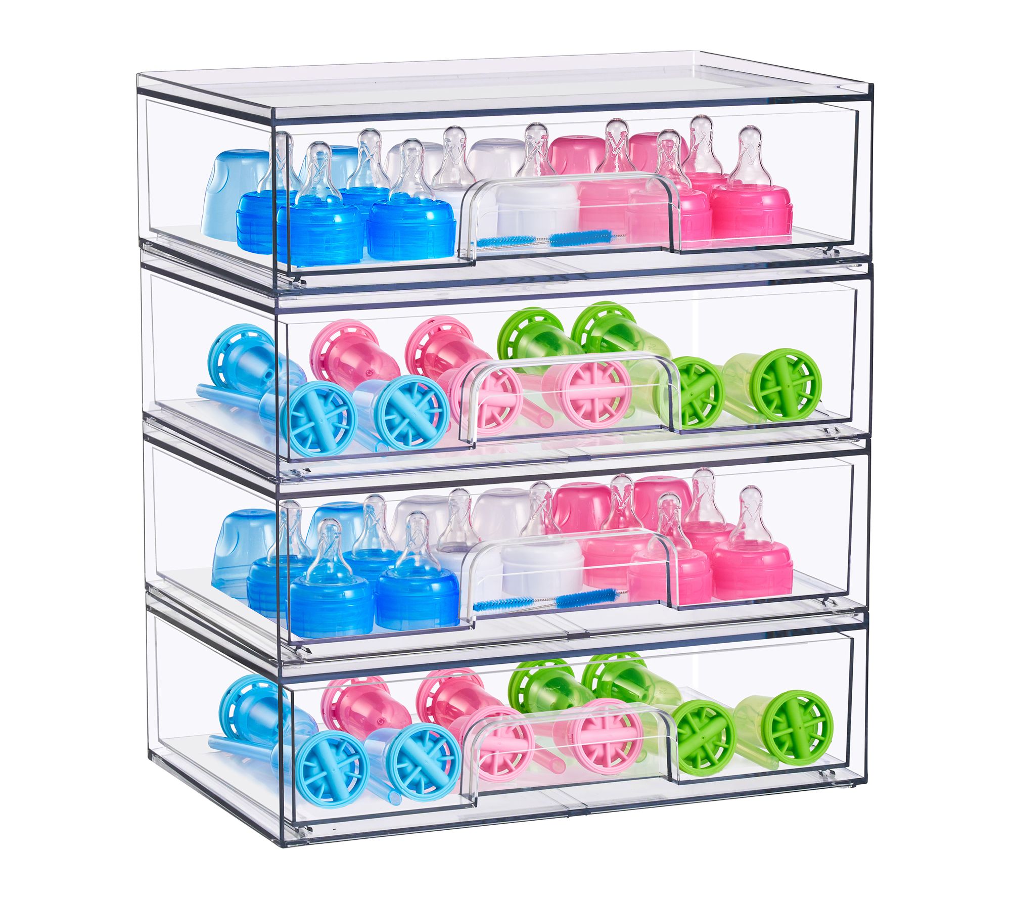 Sorbus Stackable Acrylic Storage Drawers Clear Wide - 4 Pack