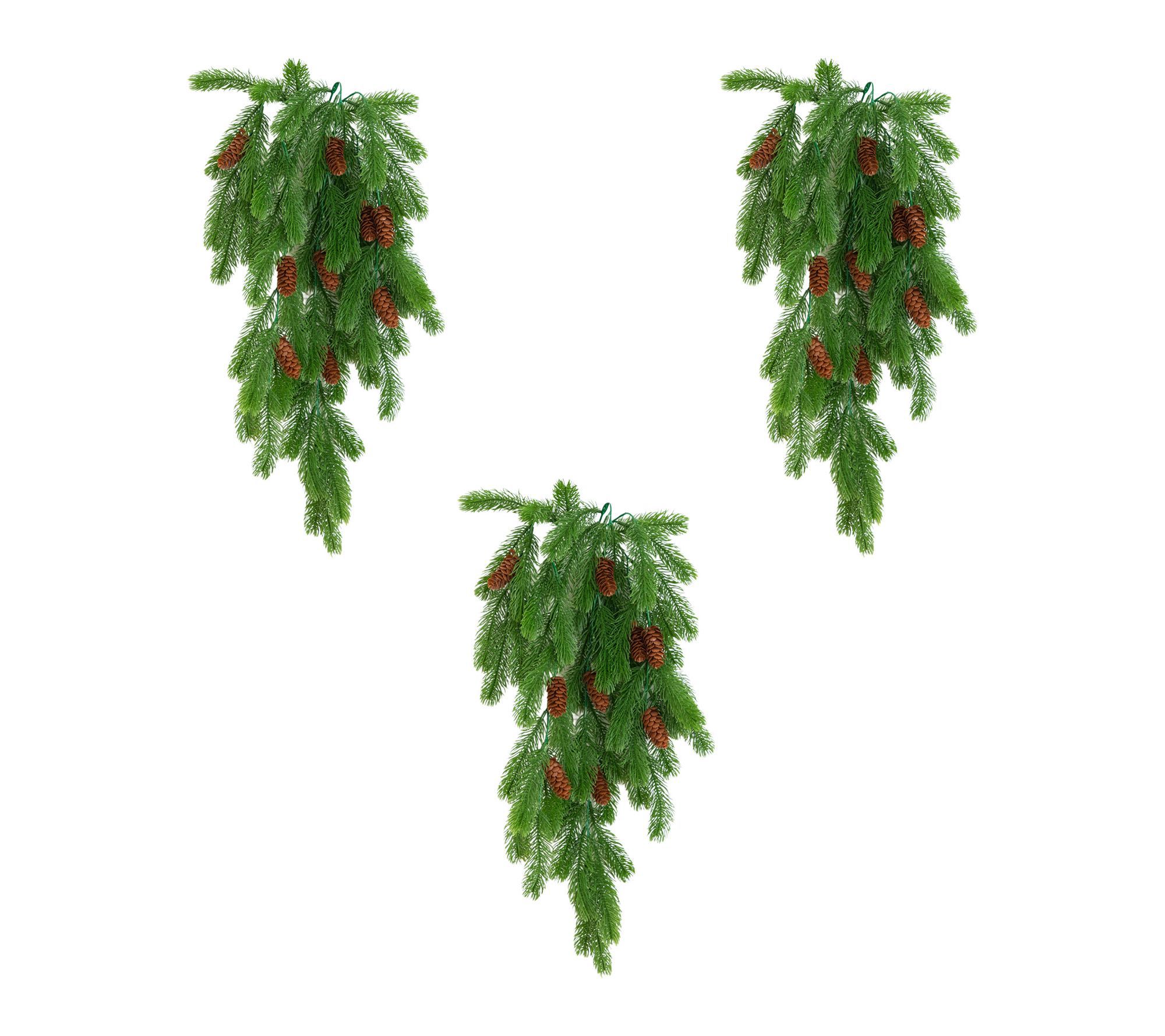30-in Pine Hanging Plant - Set of 3 by Nearly Natural
