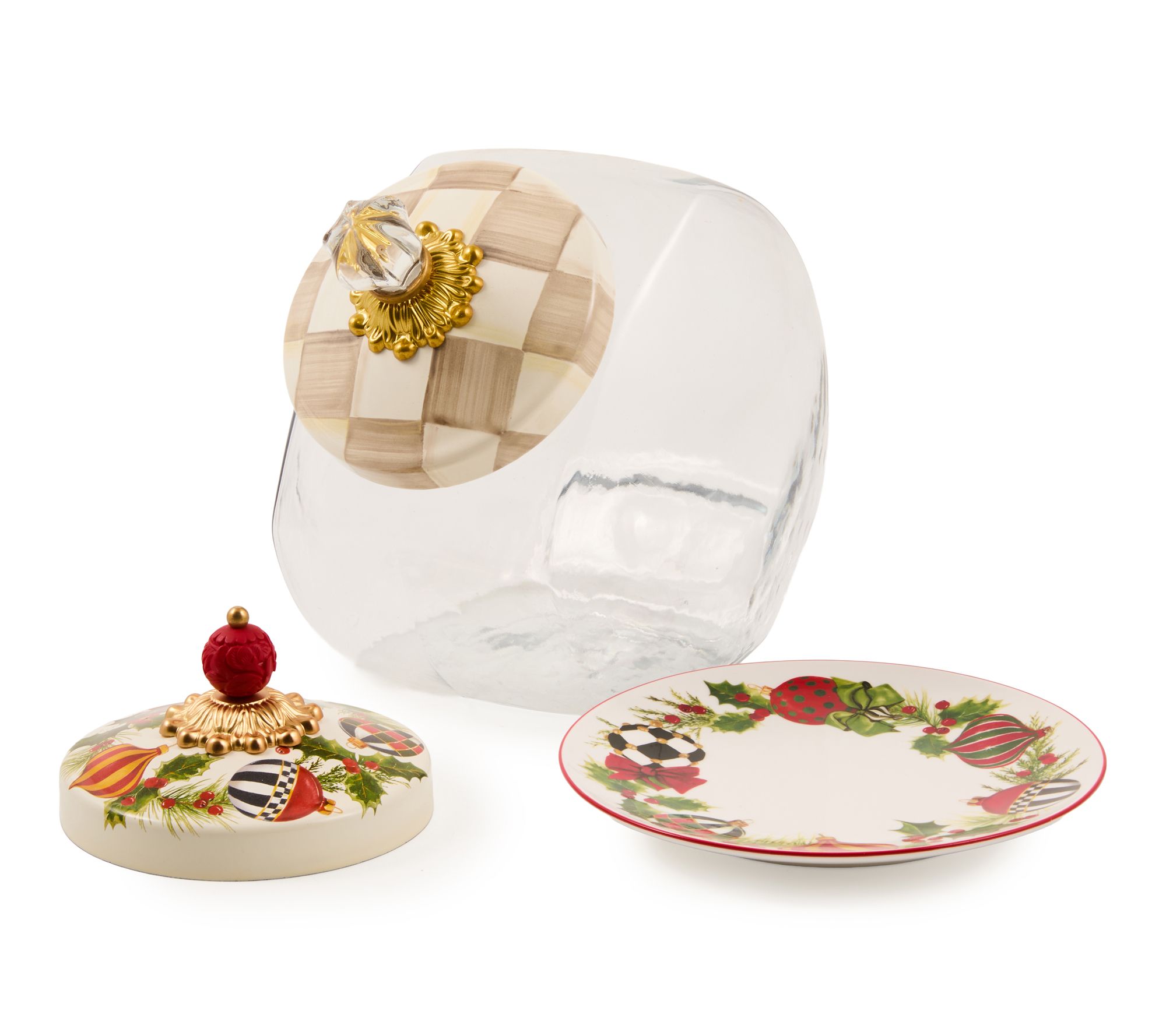 "As Is " MacKenzie- Childs Cookie Jar Lid and Plate Set