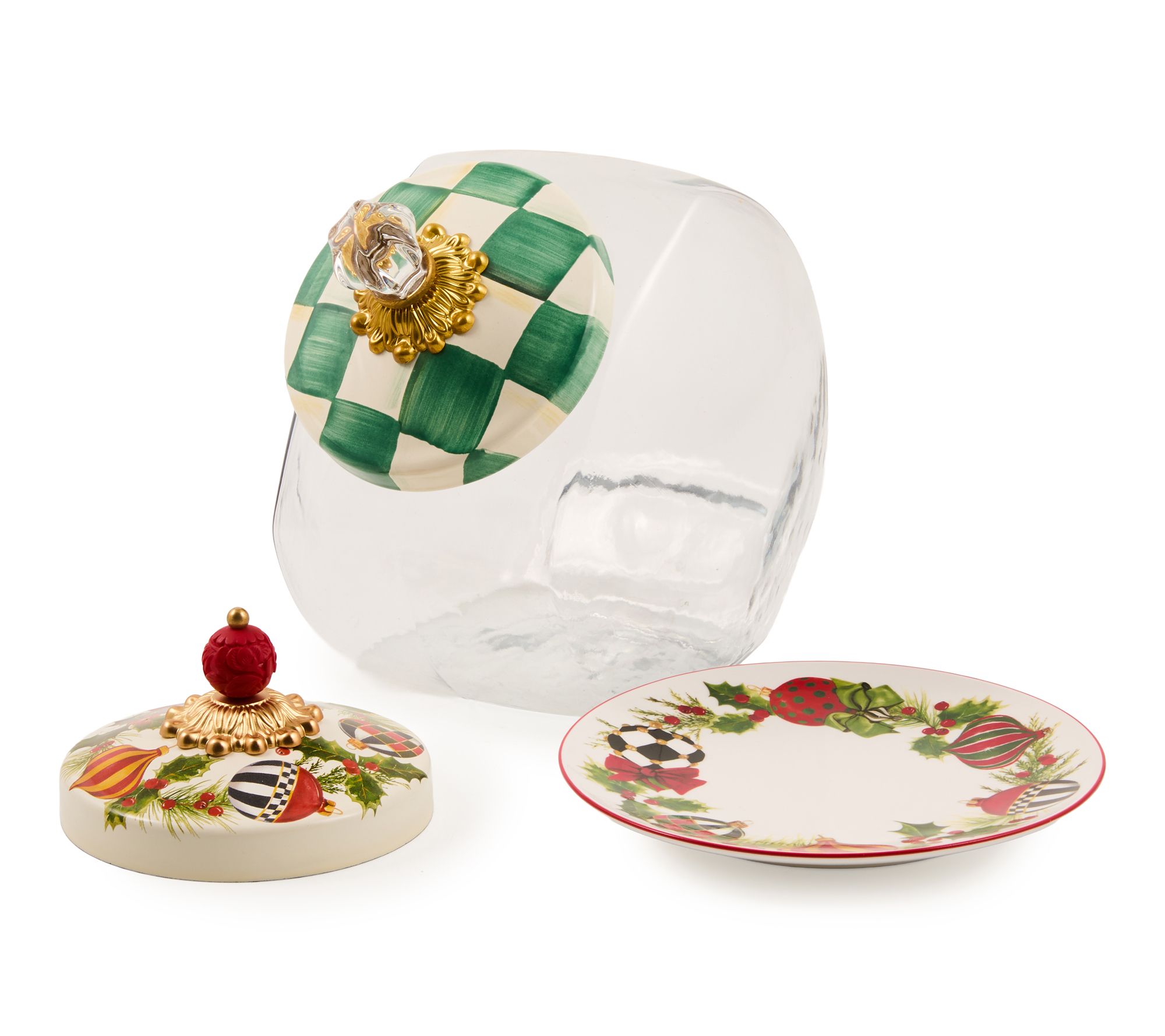 "As Is" MacKenzie- Childs Cookie Jar Lid and Plate Set
