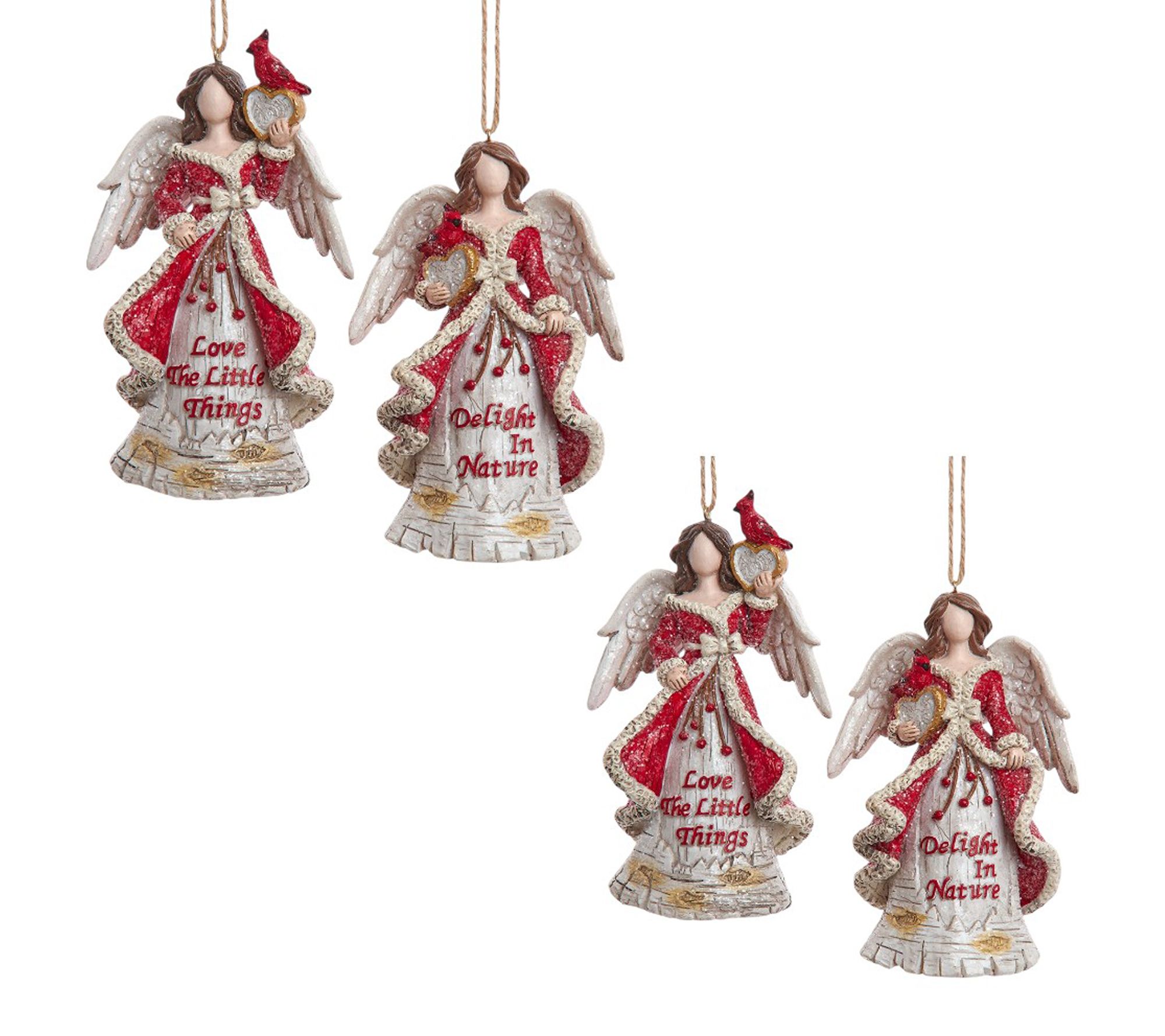 RC Home Decor-Set of 4 Birch Berries Faceless Angel Ornaments
