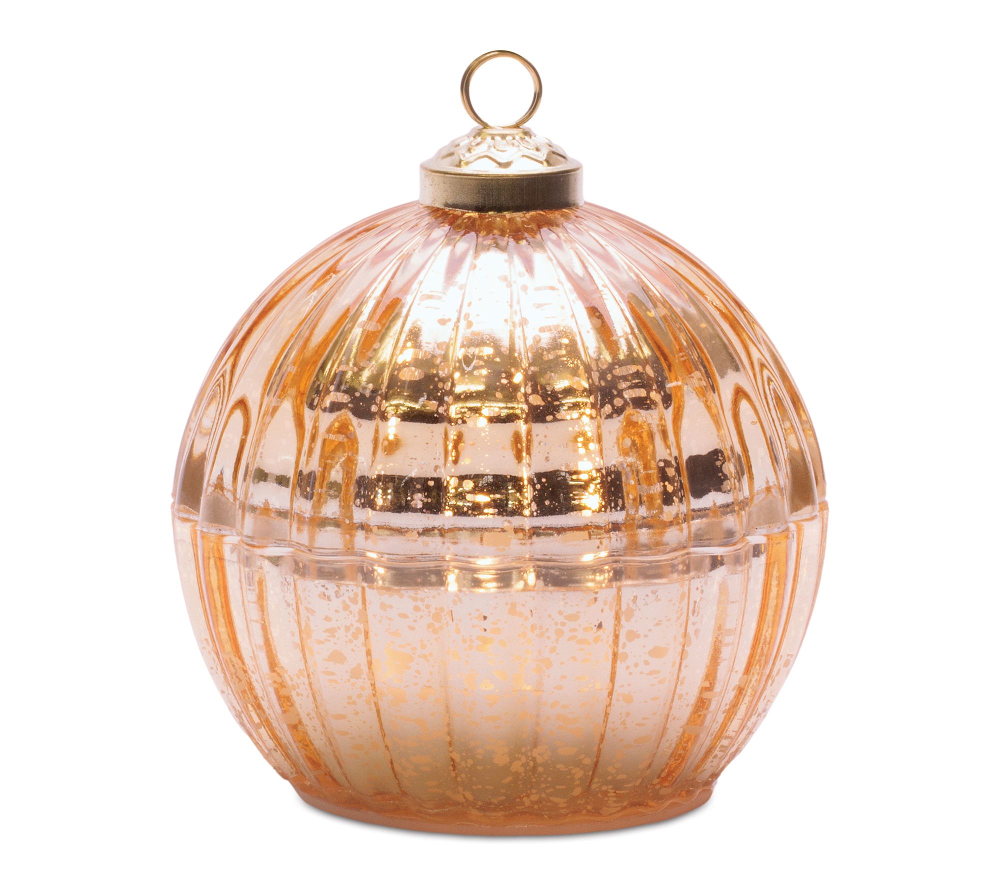 Melrose Glass Ornament with LED Candle Inside 4"D