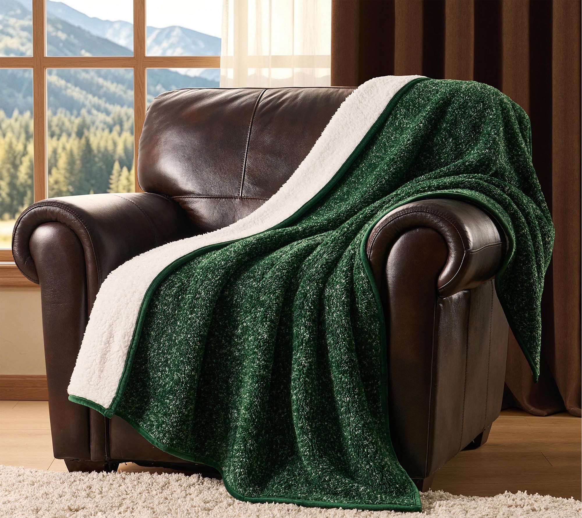 Alpine Cabin Cozy Sherpa Throw Blanket, 50" x 60"
