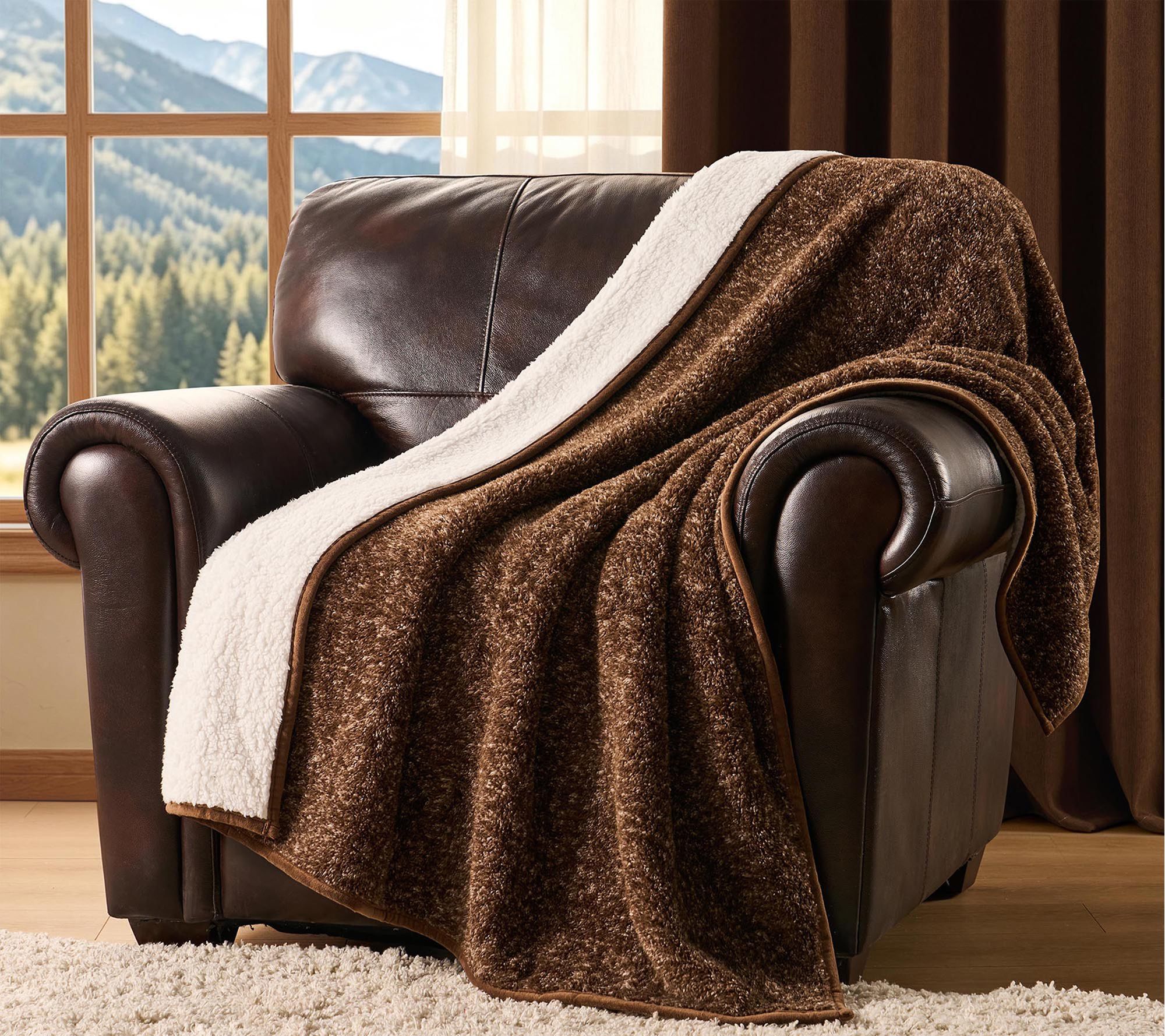 Alpine Cabin Cozy Sherpa Throw Blanket, 50" x 60"