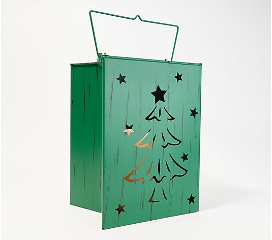 Indoor/Outdoor 11" Metal Luminary with Holiday Design by Valerie