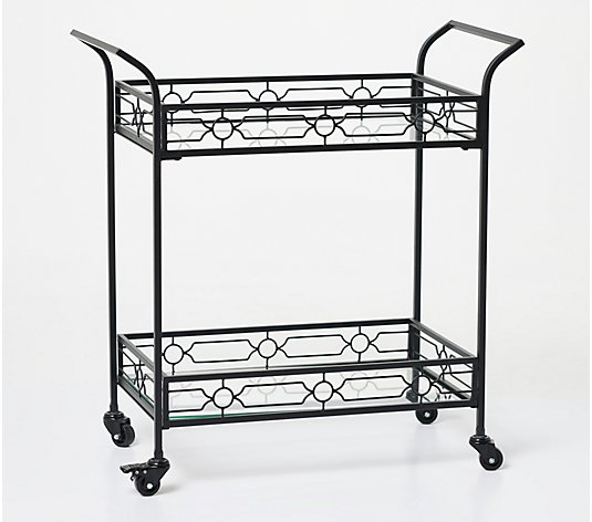 Home Reflections Metal Bar Cart with Tempered Glass