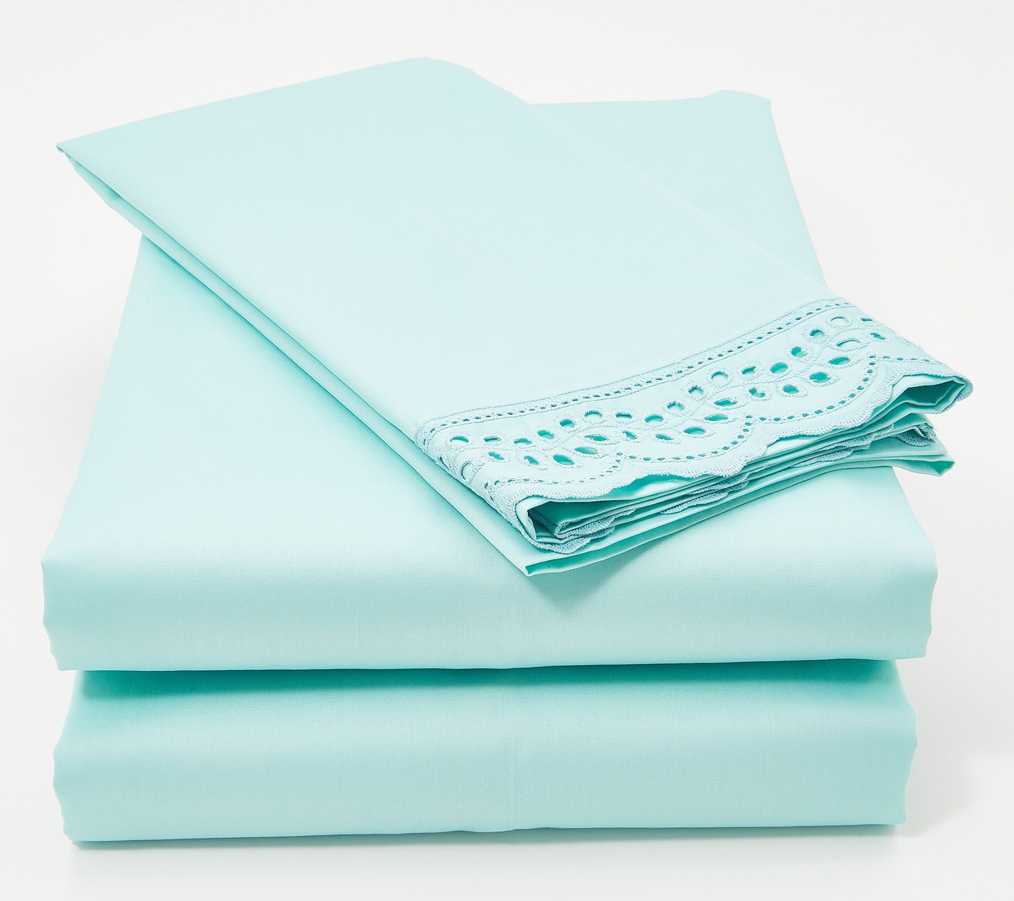 Home Reflections 300TC Sheet Set with Eyelet Trim Cal King