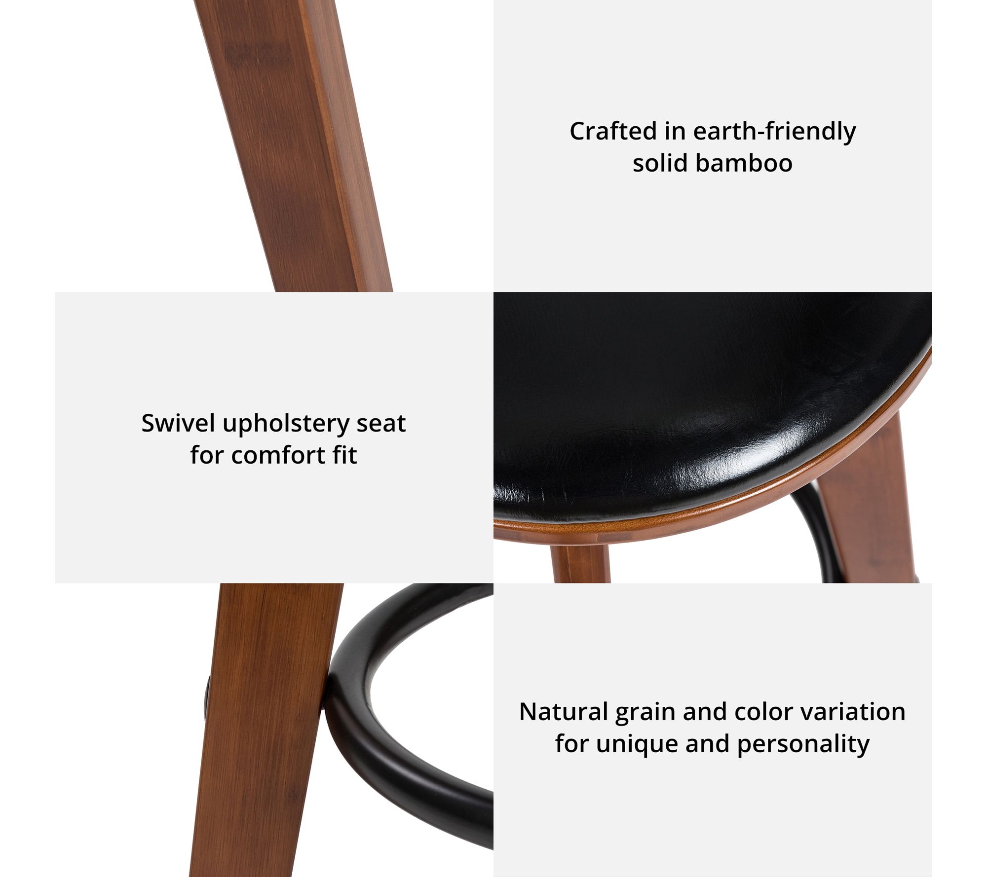 Glitzhome 3Piece Bamboo Pub Table and Bar Stools Set