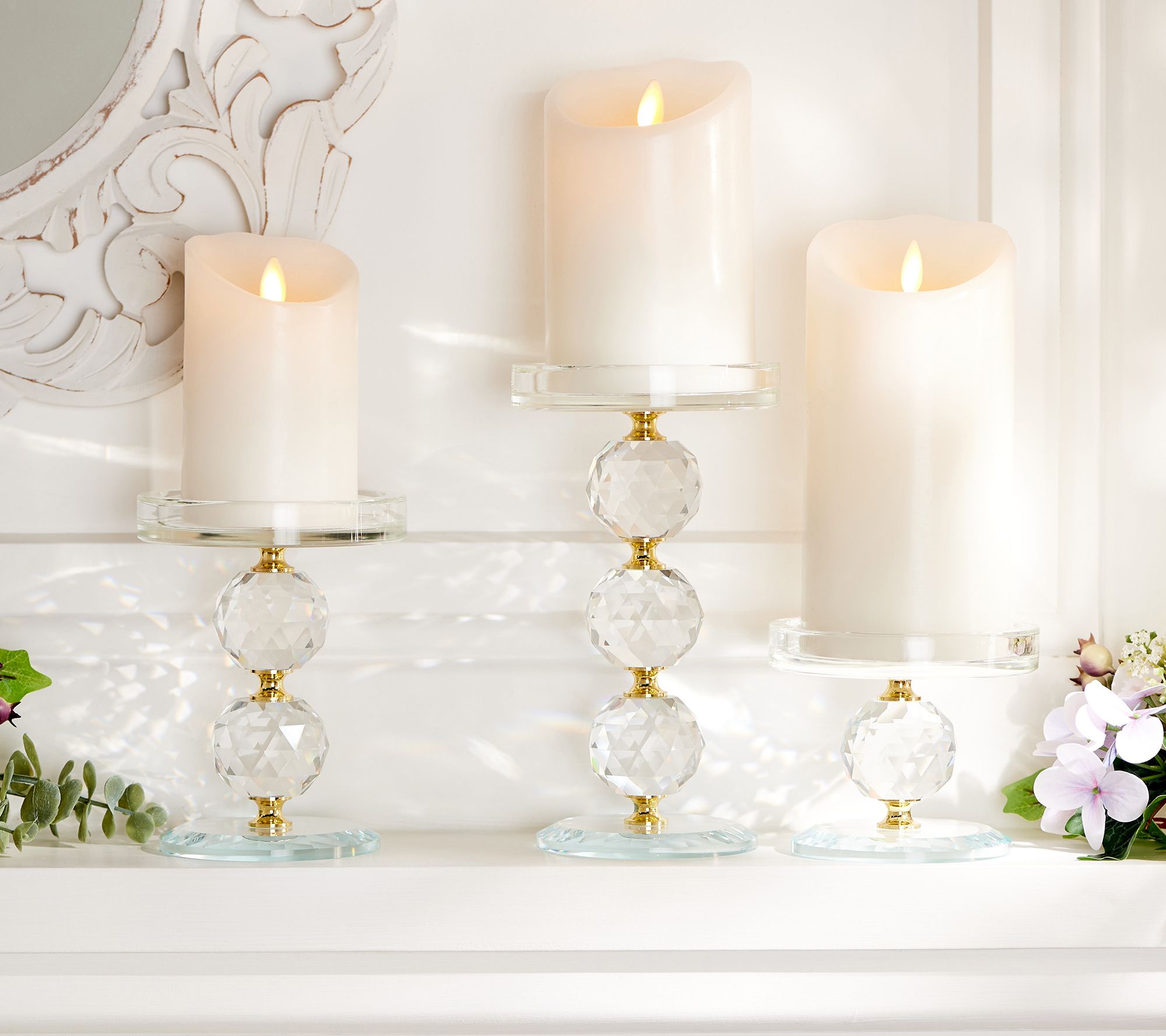 Set of Faceted Glass Crystal Pedestals by Valerie