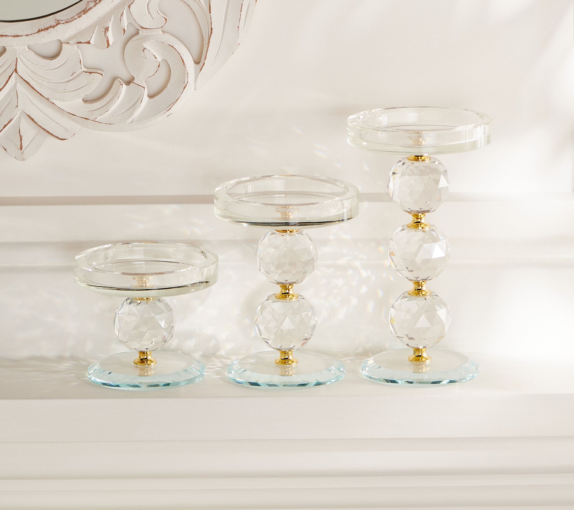 Set of Faceted Glass Crystal Pedestals by Valerie