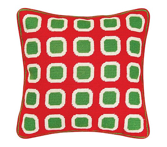 Christmas Block Needlepoint Pillow