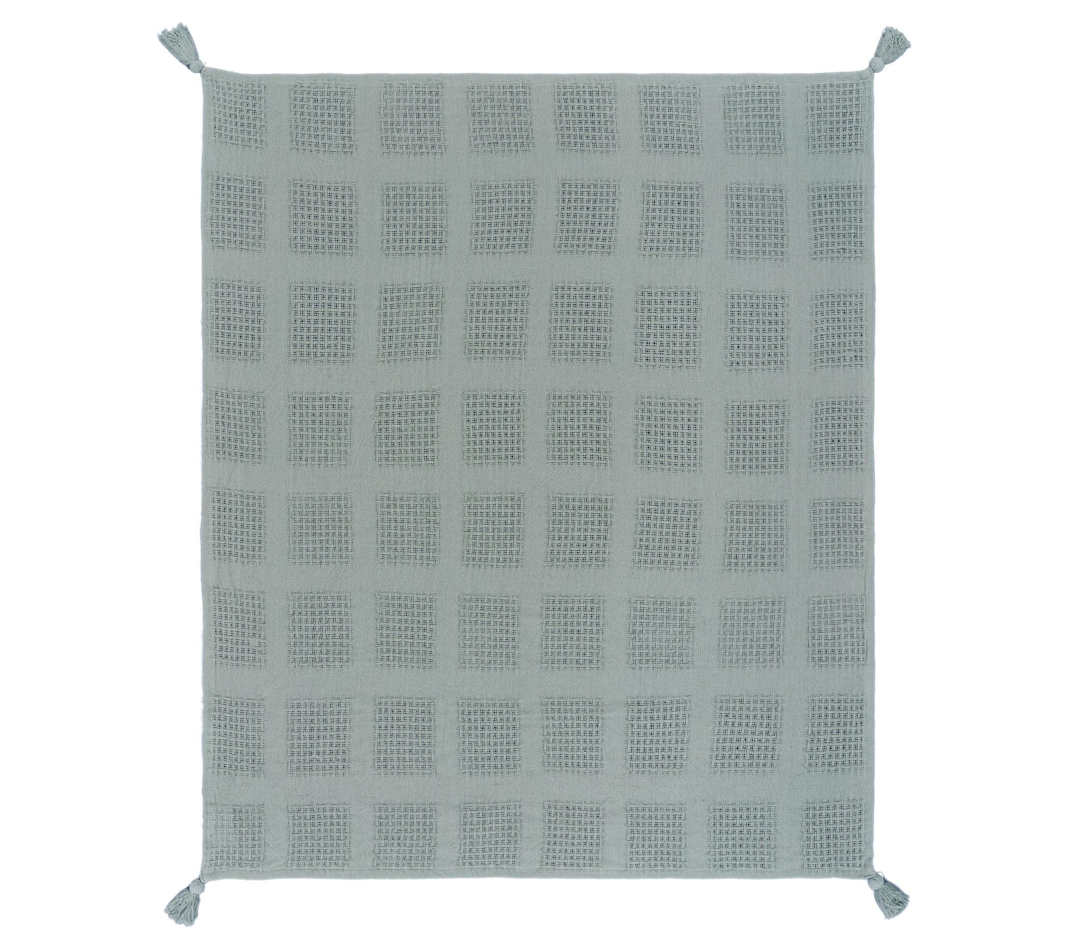 Ox Bay Trading Solid Modern Interwoven Fringedhrow Blanket