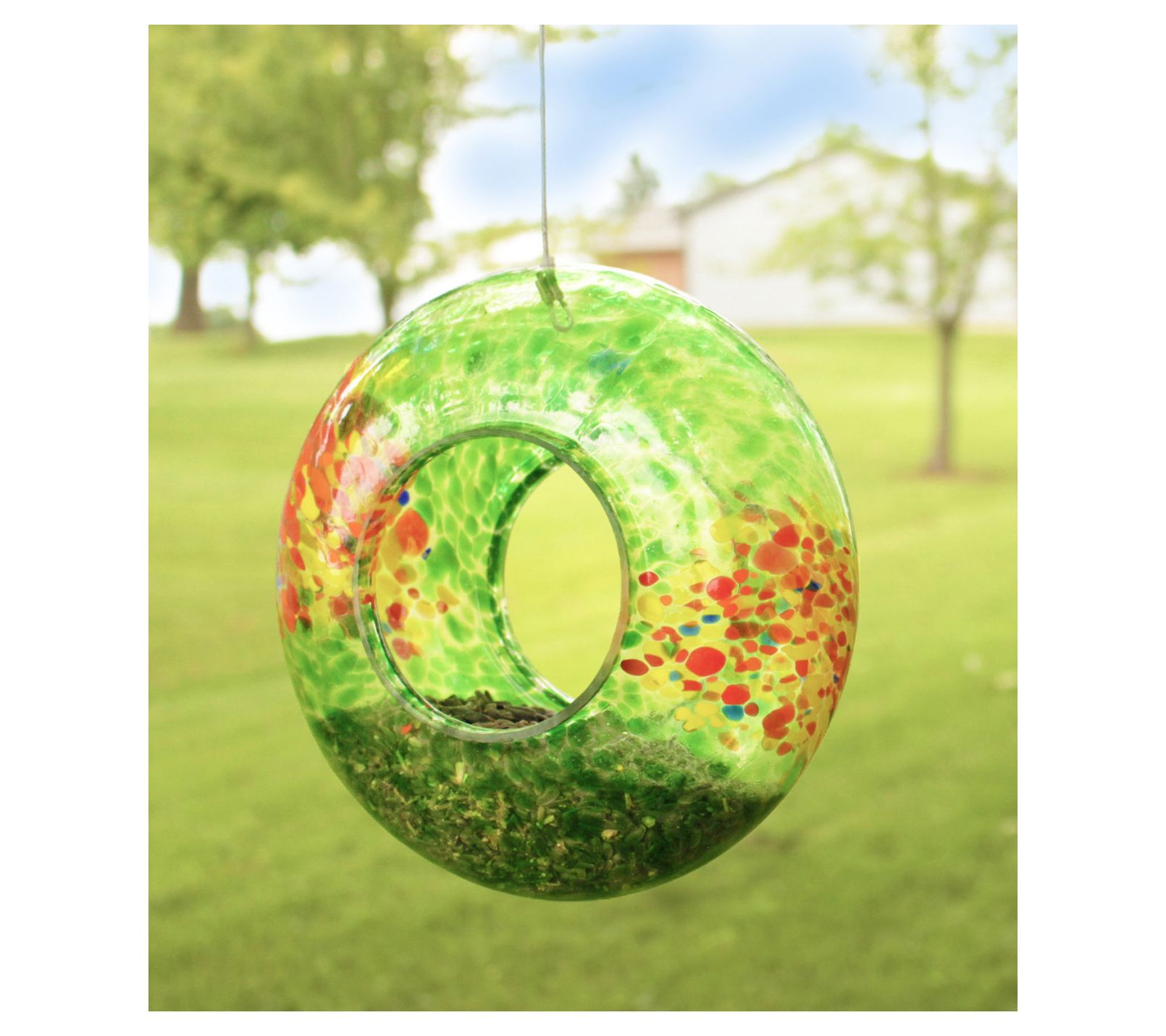 RCS Gifts Bird Feeder Round Glass
