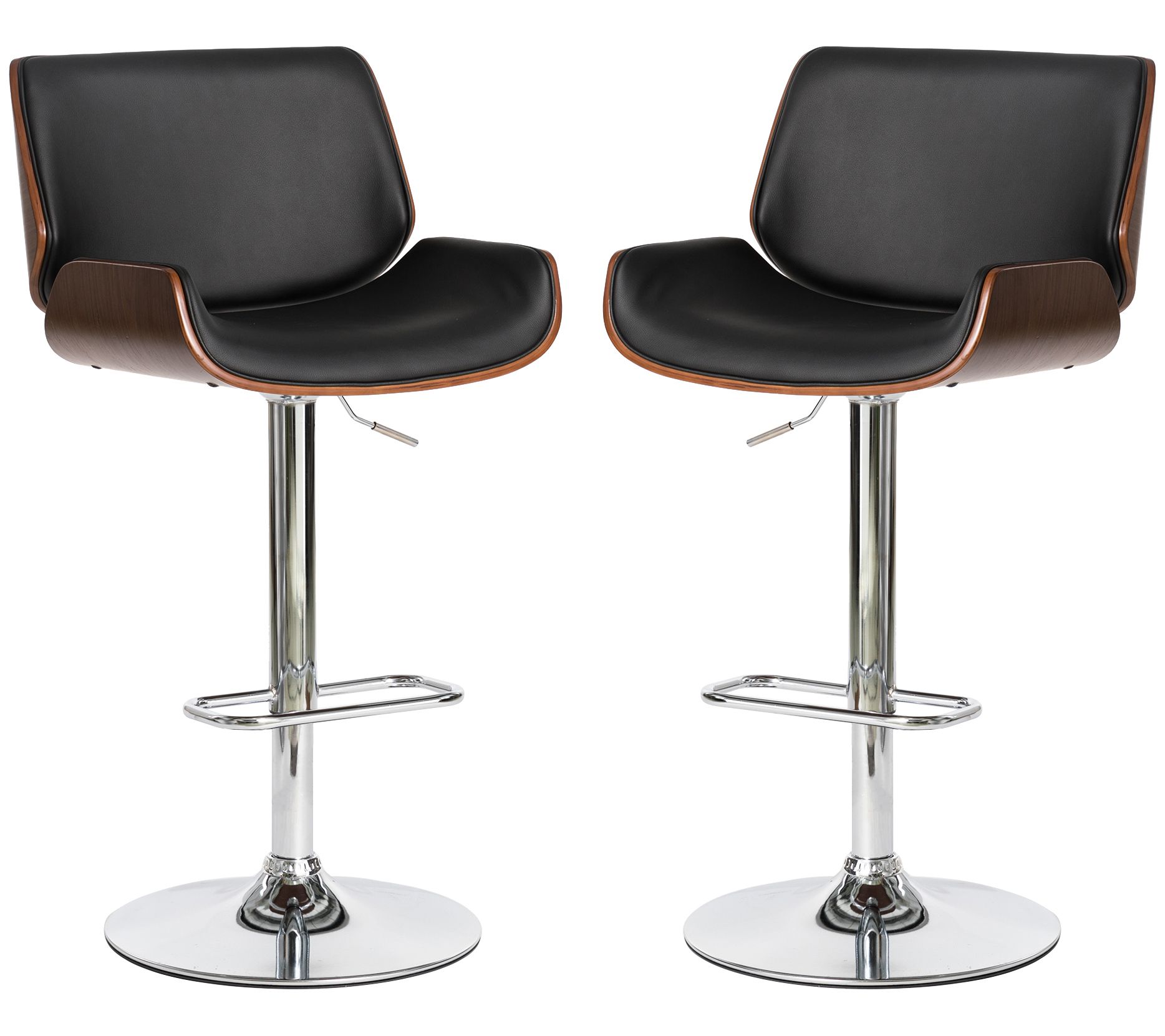 Glitzhome Mid Century Modern Adjustable Height Bar Stools S/2