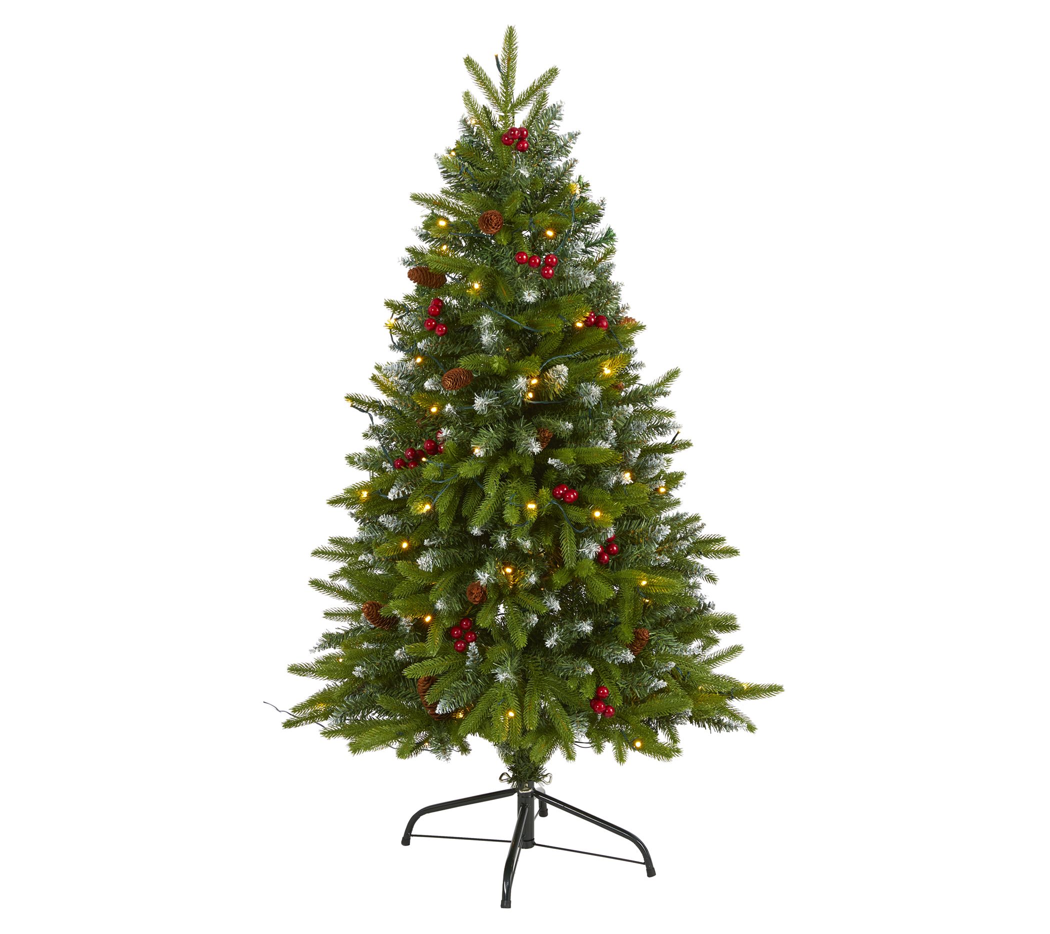 Nearly Natural 4' SnowTipped Christmas Tree w/100 Clear LED