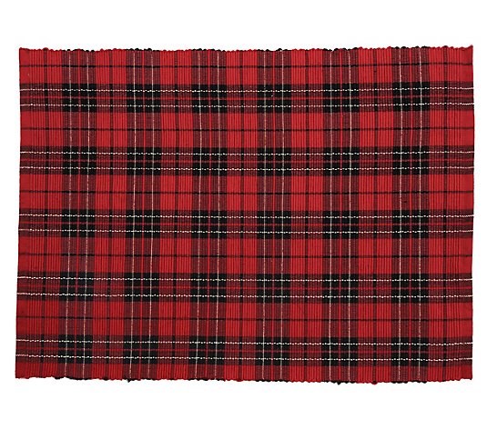 13" x 19" Red Black Plaid Placemat Set of 6 byValerie