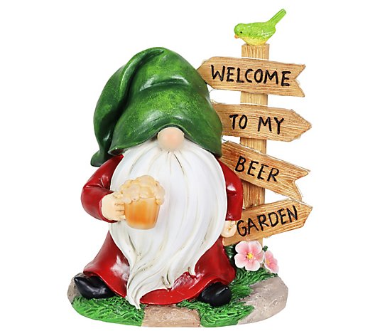 Exhart Solar Beer Garden Gnome Statue