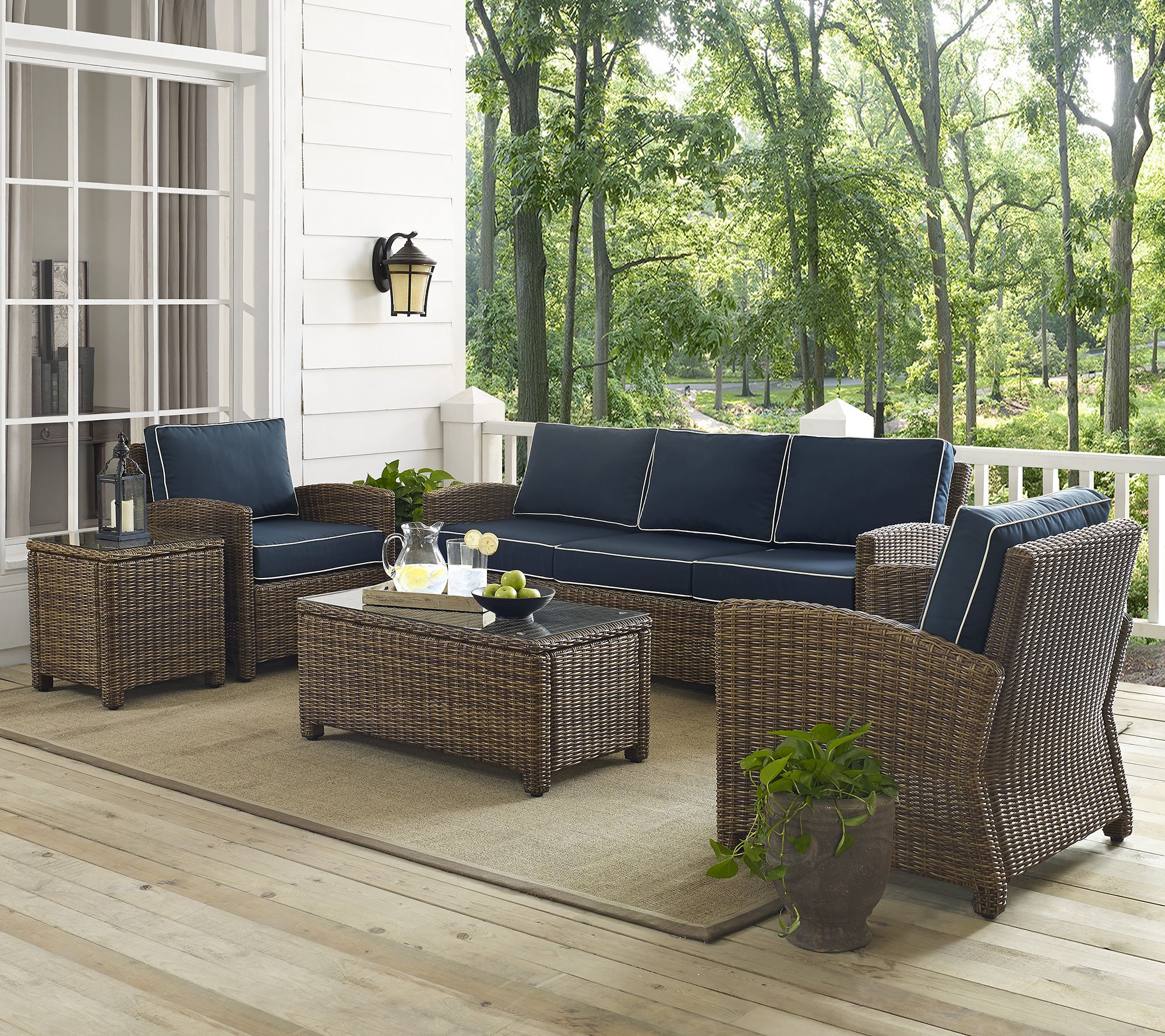 Crosley Bradenton 5Piece Outdoor Wicker Sofa Conversation Se