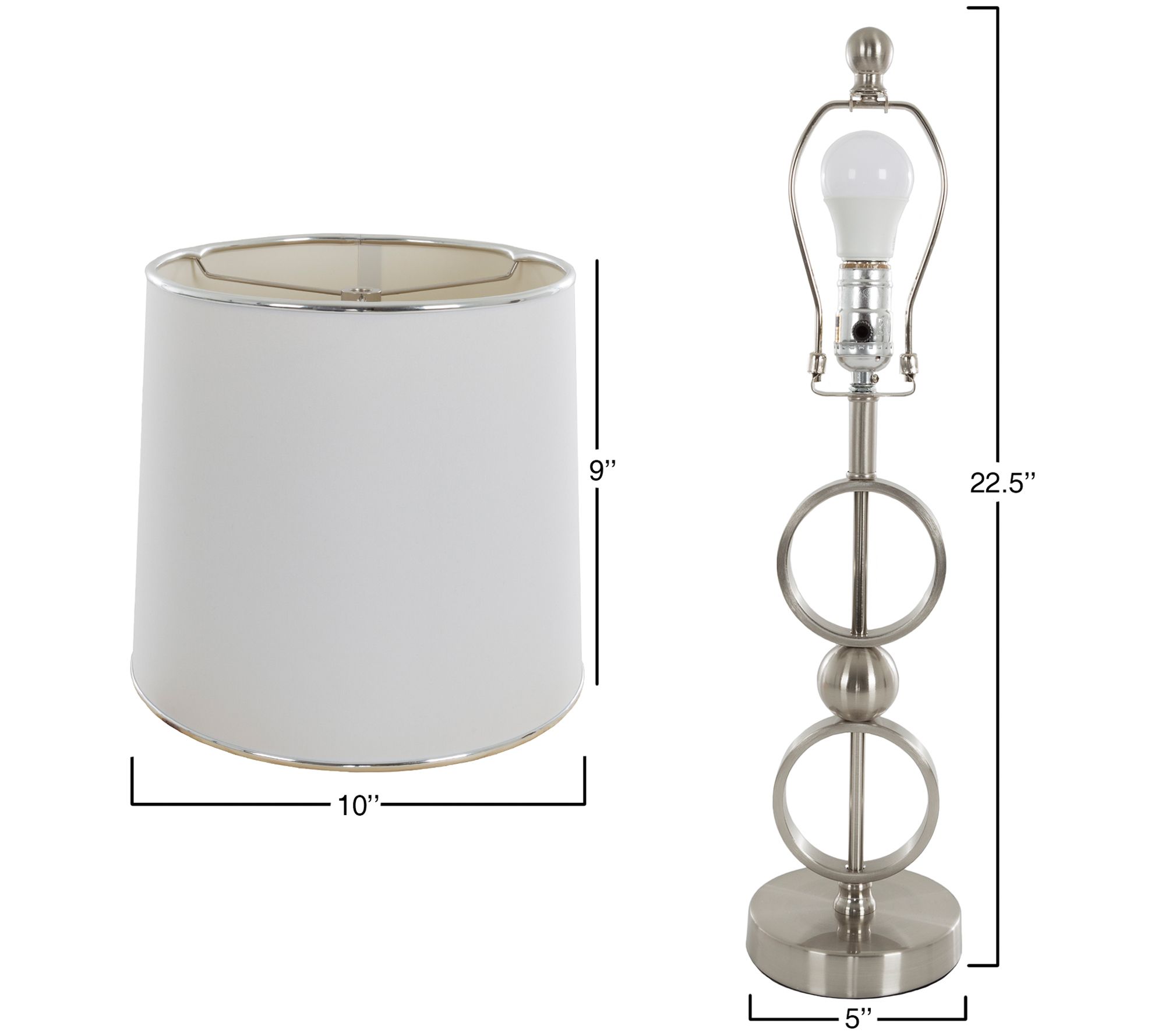 Lavish Home Table Lamps Set of 2, Modern Steel