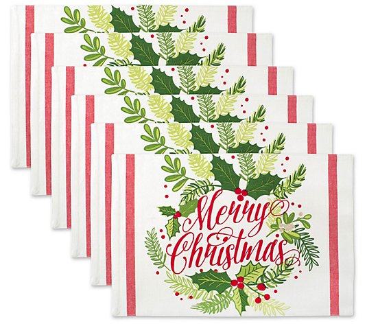 Design Imports Merry Christmas Printed Placemats, Set of 6