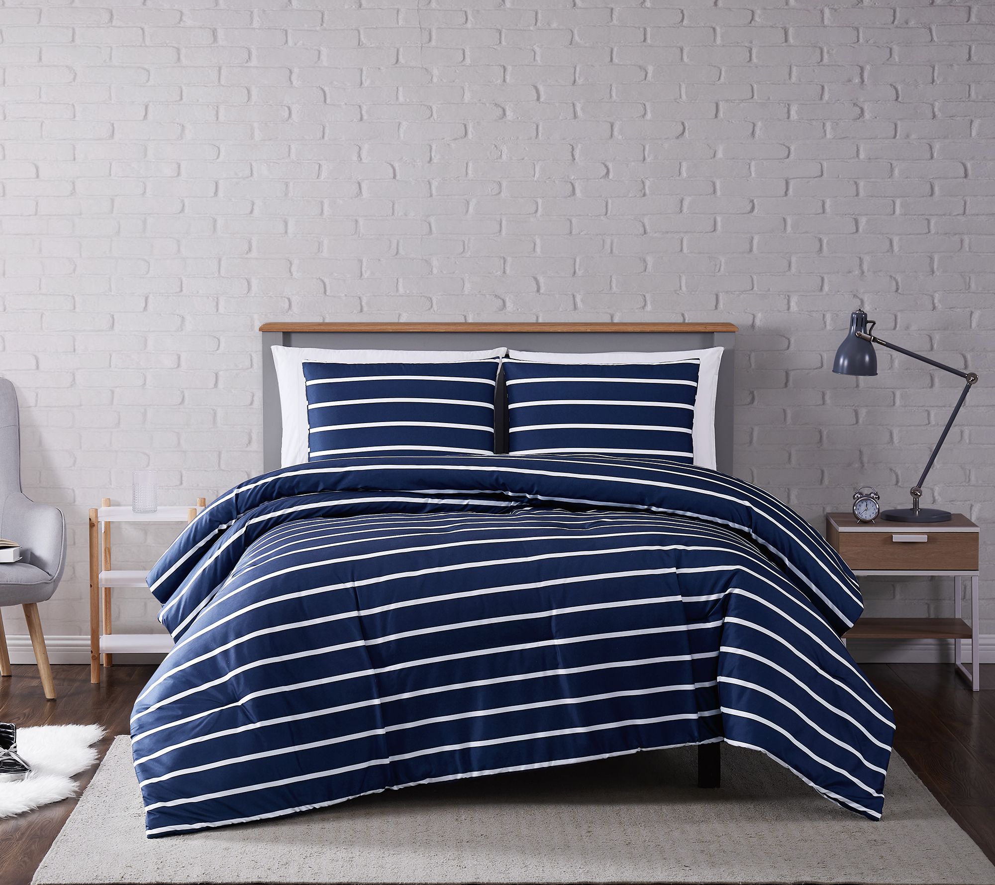Truly Soft Maddow Stripe Full/Queen 3-Piece Duvet Cover Set