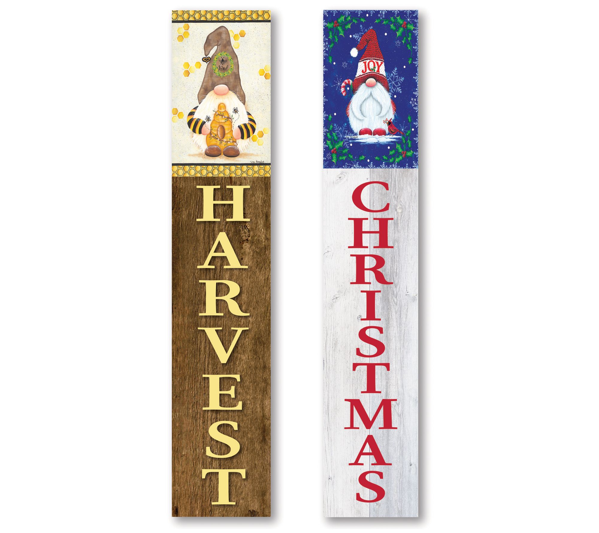Floral & Gnome Christmas 2 7x4 0 Double-Sided Porch Sign