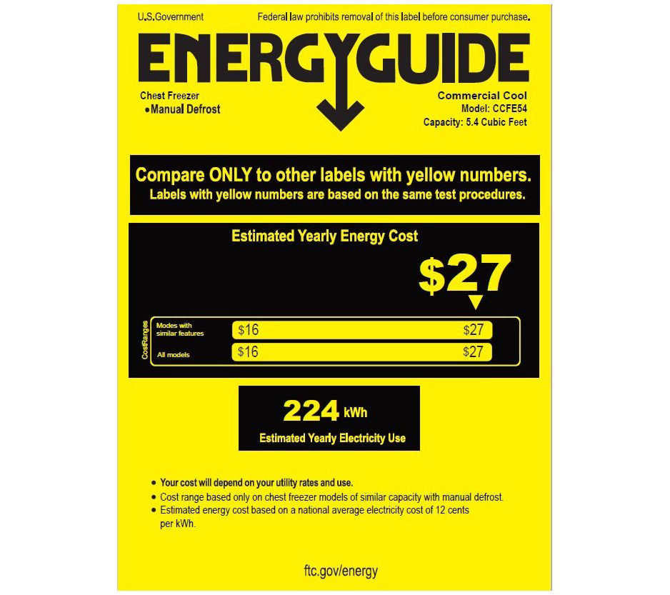 Commercial Cool 5.4Cubic Ft Chest Freezer