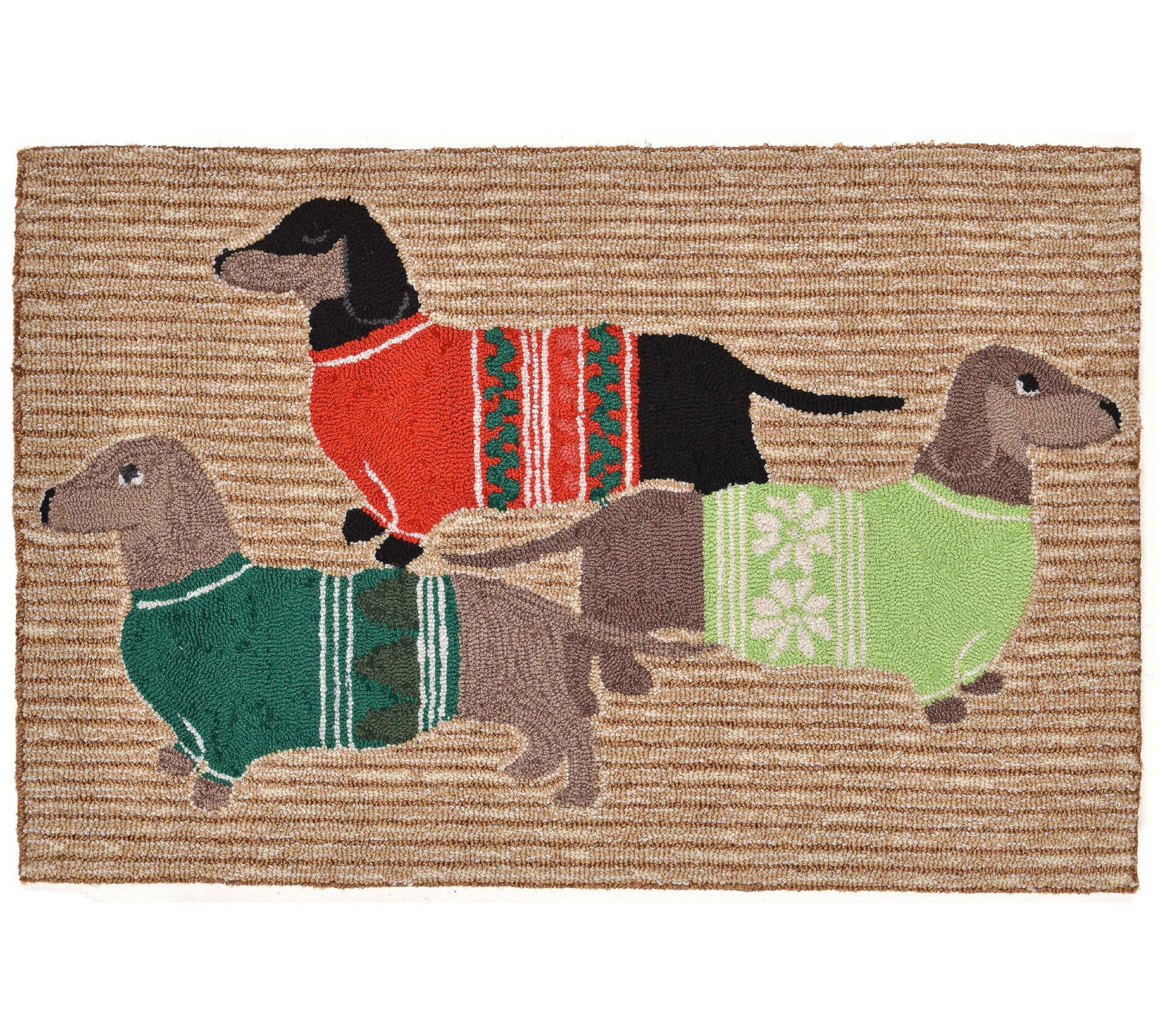 Liora Manne Frontporch Holiday Hounds Rug Neutral 30"X48"