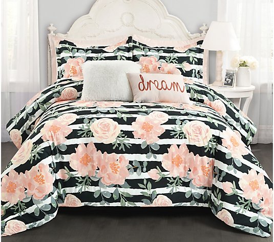 Amara Watercolor Rose Full/Queen Comforter Setby Lush Decor