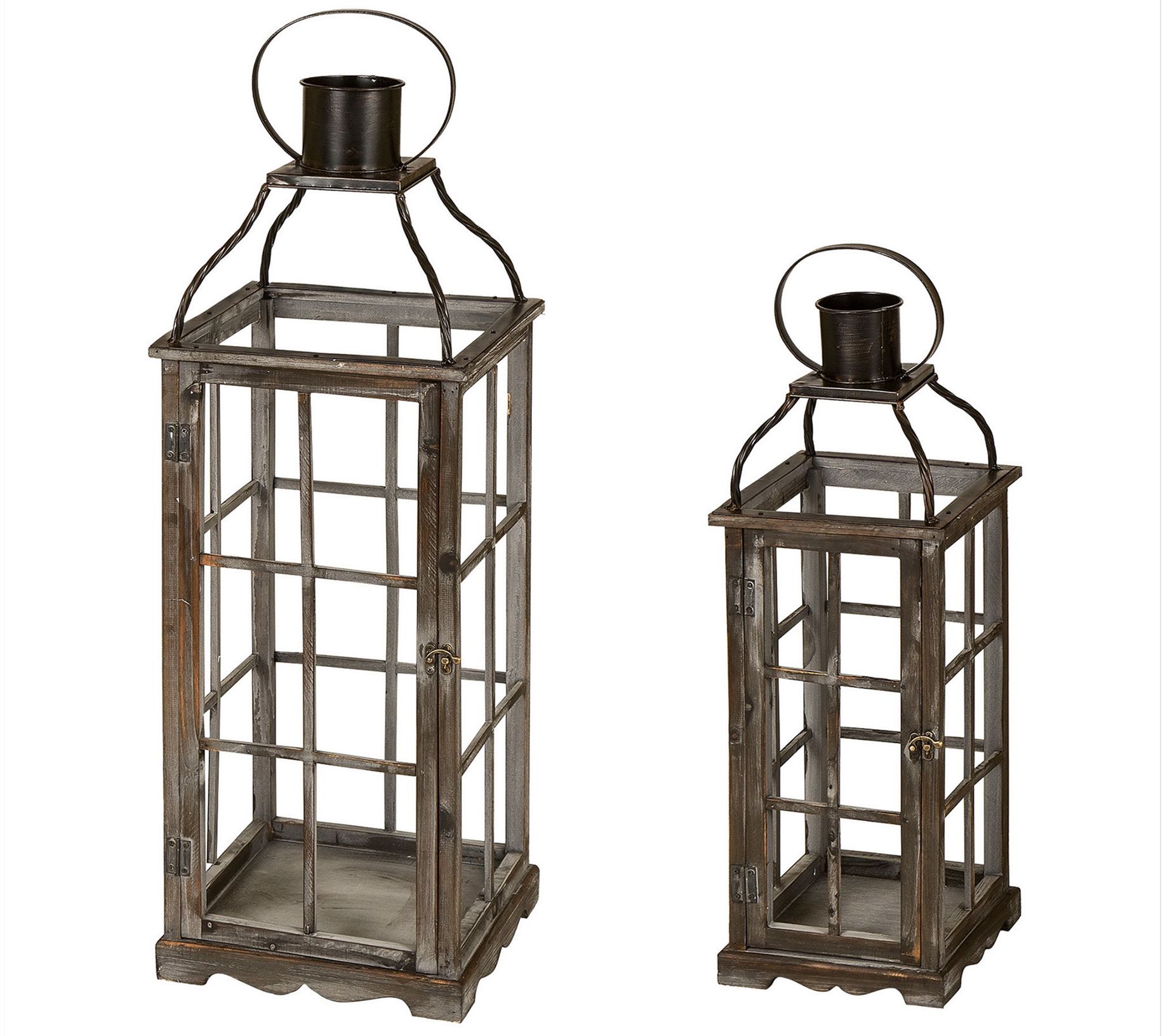 Glitzhome Oversized Geometricly Classic Lanterns S/2