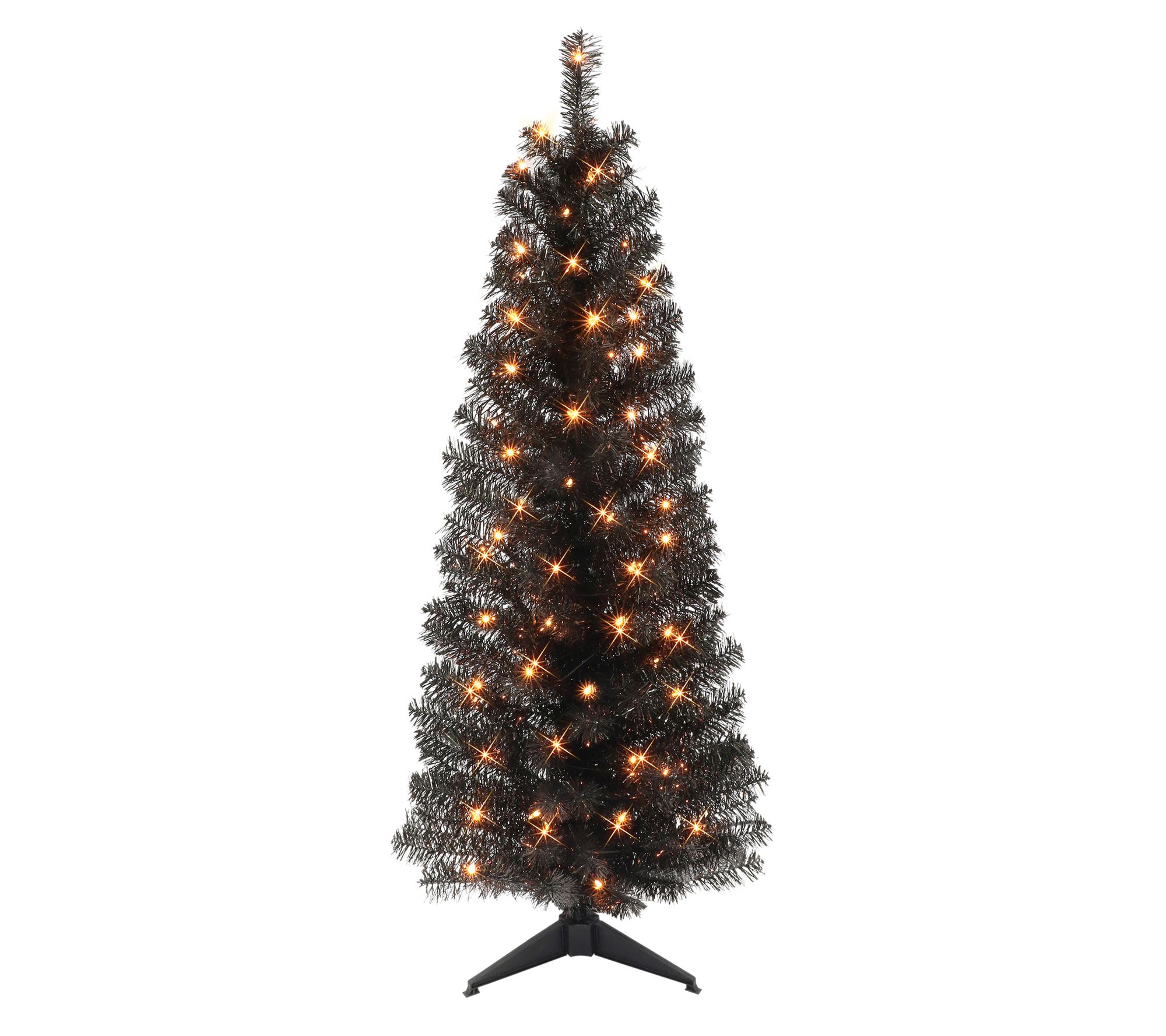 Puleo 4.5 ft Pre-lit Black Tinsel Tree, 160 Tips, 70 UL Clear - QVC.com