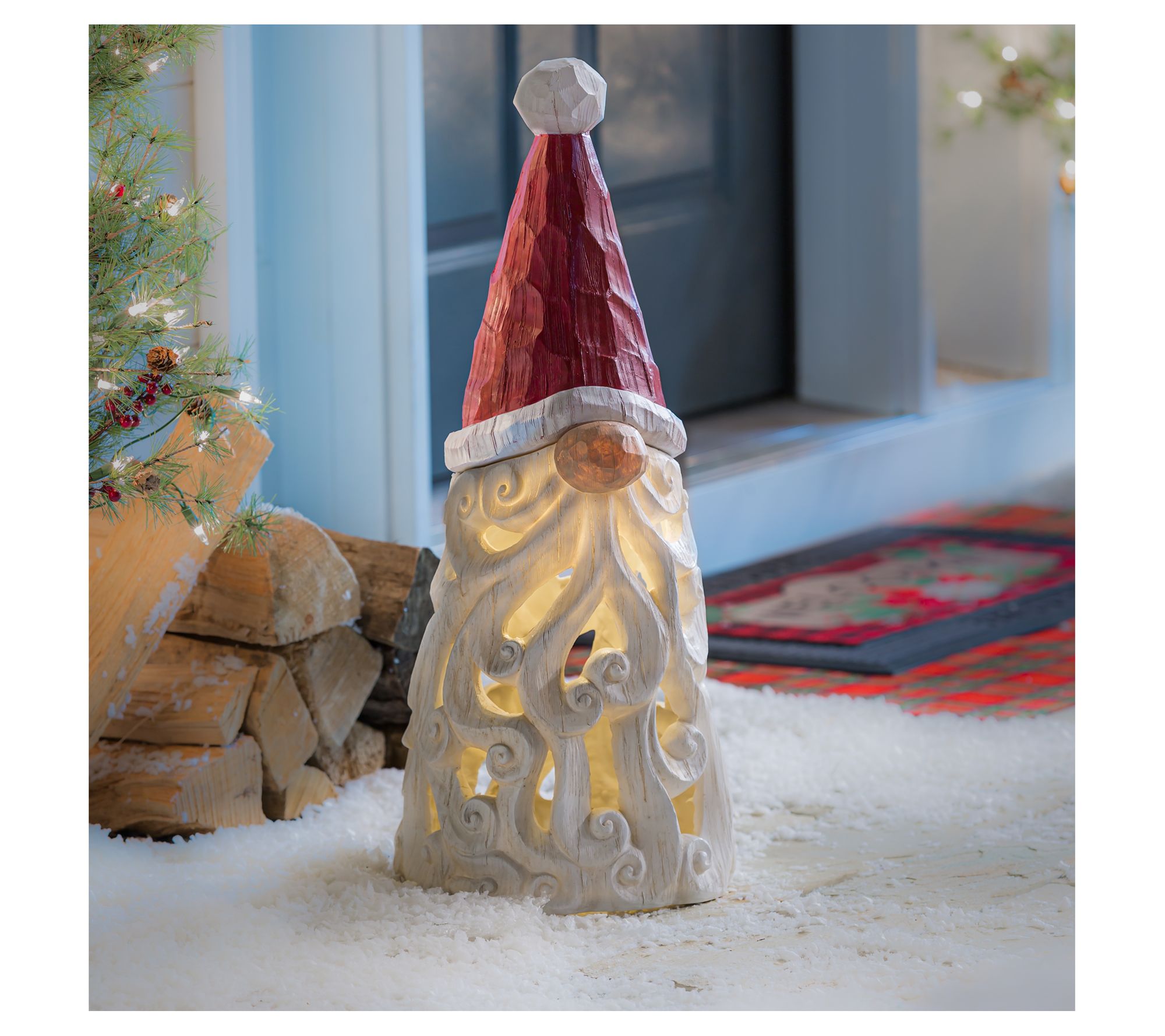 Barbara King 26" Illuminated Santa Gnome Garden Statuary