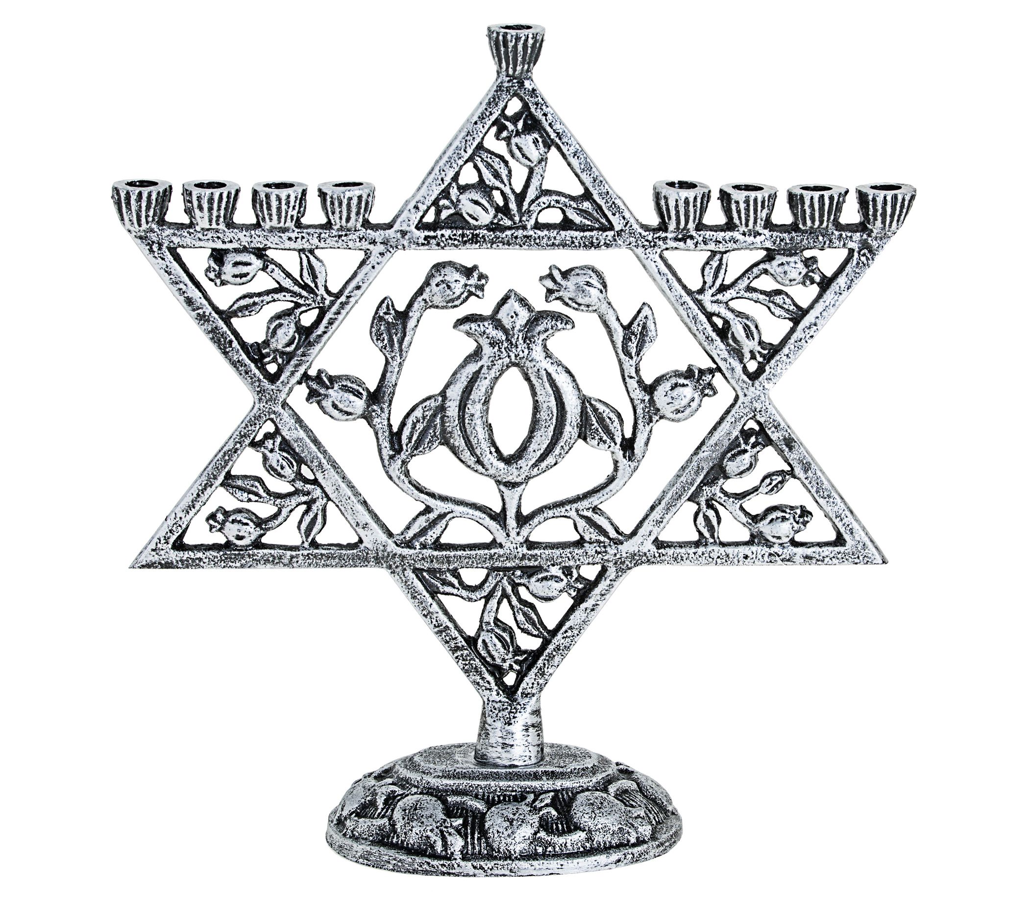 Copa Judaica Metal Silvertone Star of David Menorah