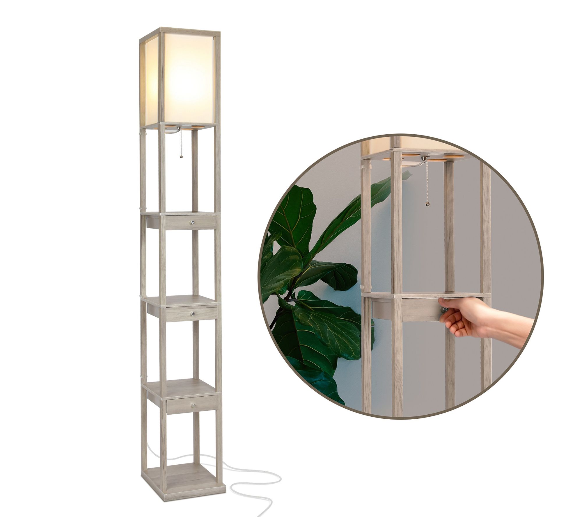 Brightech Maxwell Drawer 72" LED Shelf Floor Lamp