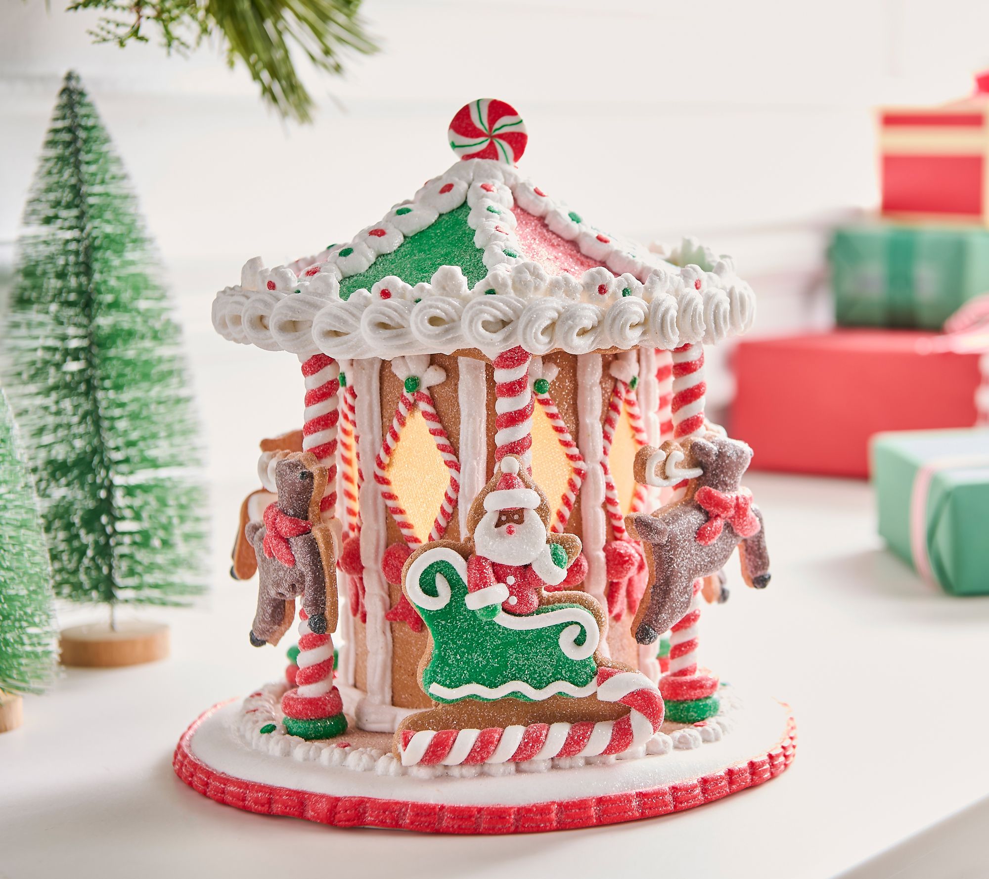 Illuminated Gingerbread Merry-Go-Round by Valeie 