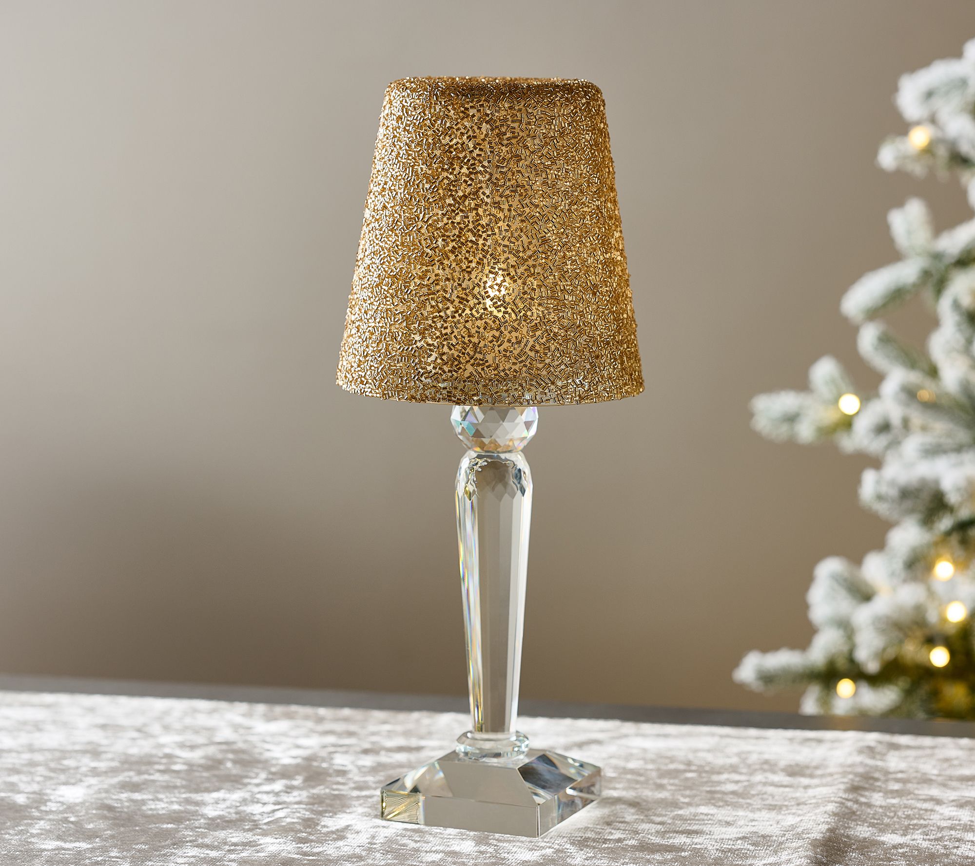 13.5" Illuminated Beaded & Glass Accent Lamp by Valerie
