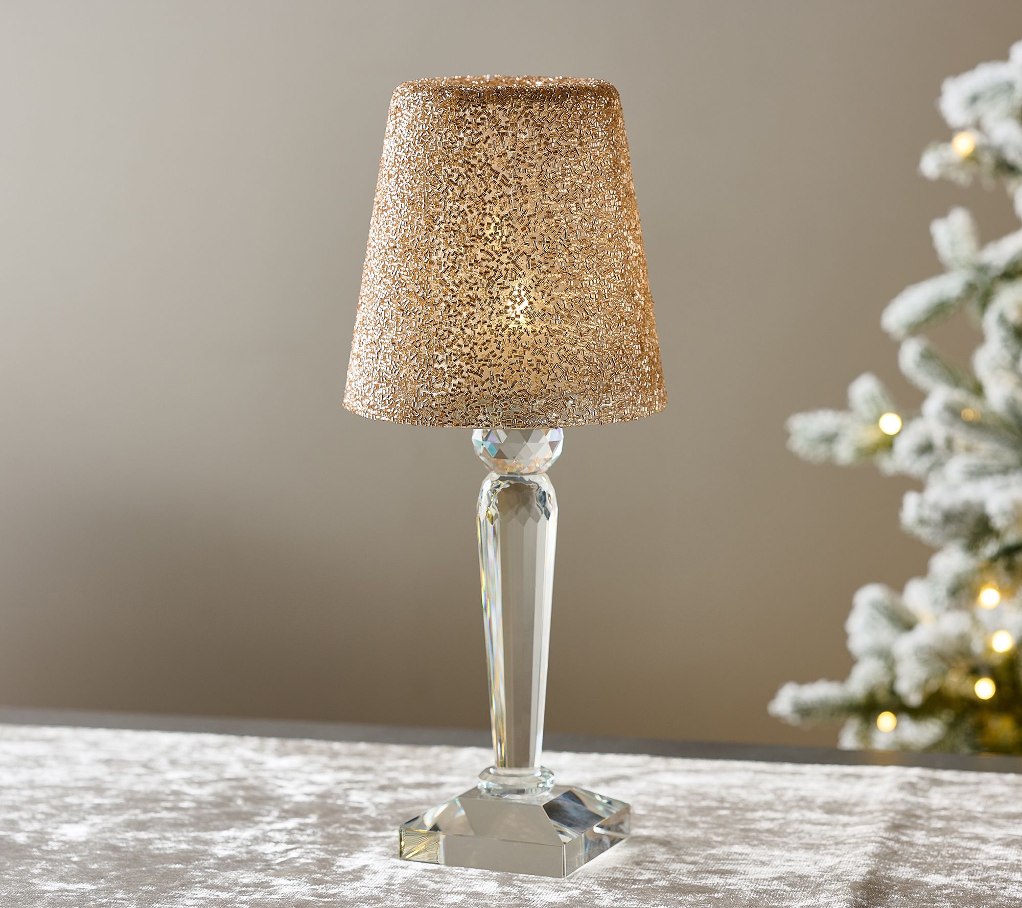 13.5" Illuminated Beaded & Glass Accent Lamp by Valerie