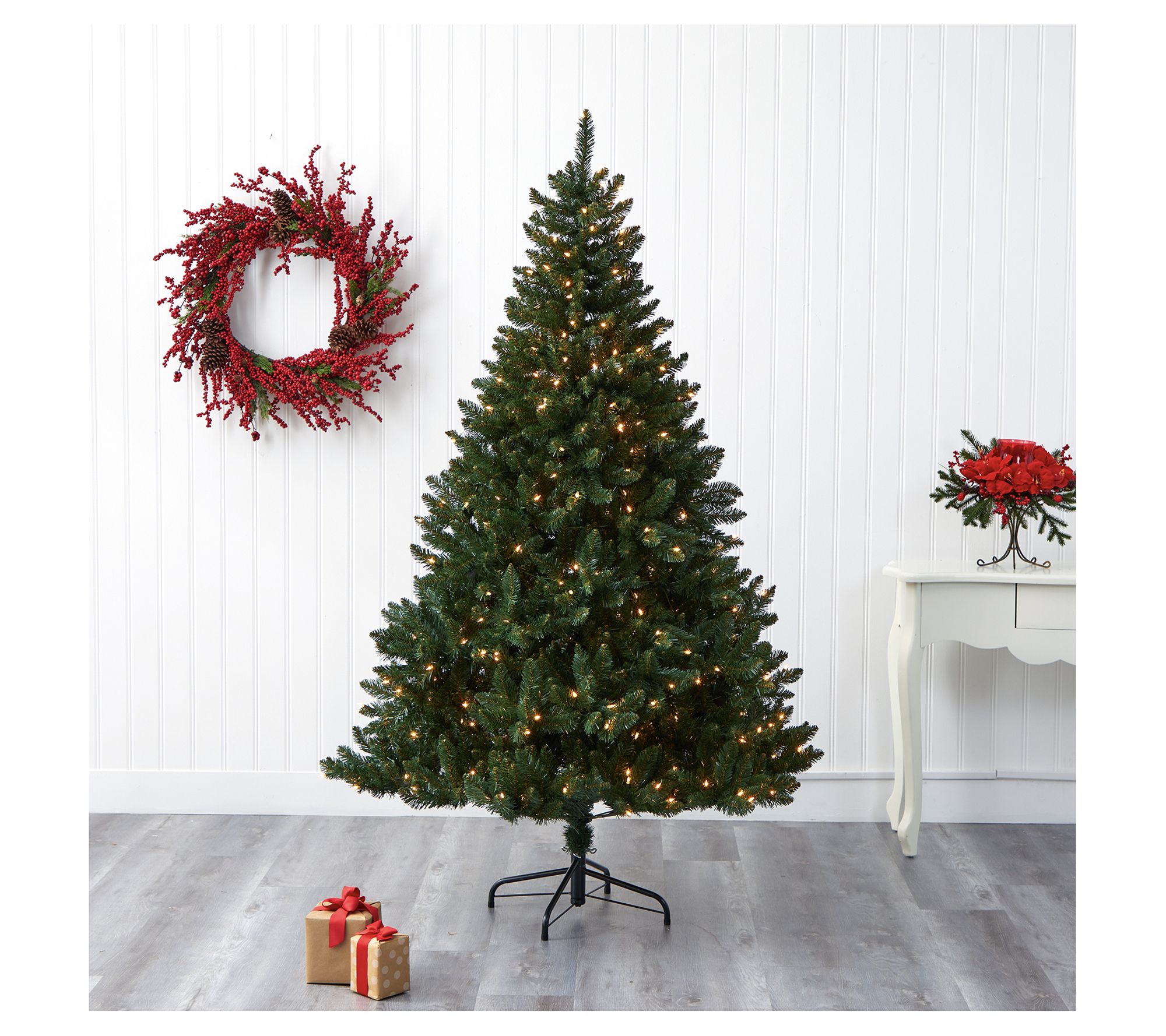 Nearly Natural 7' Northern Rocky Faux ChristmasTree w/ Lights