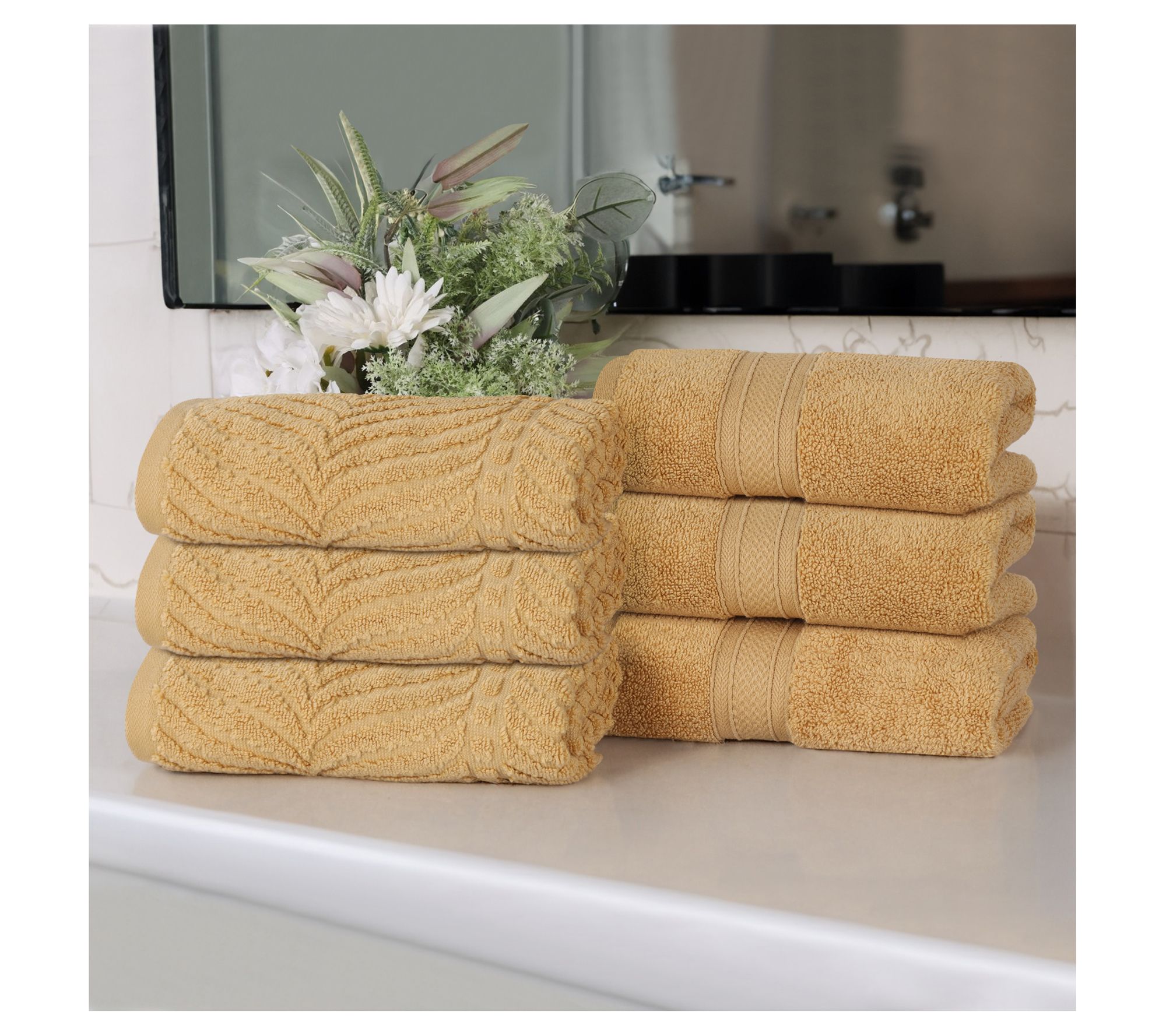 Superior Chevron Zero Twist Cotton Soft 6PC Hand Towels