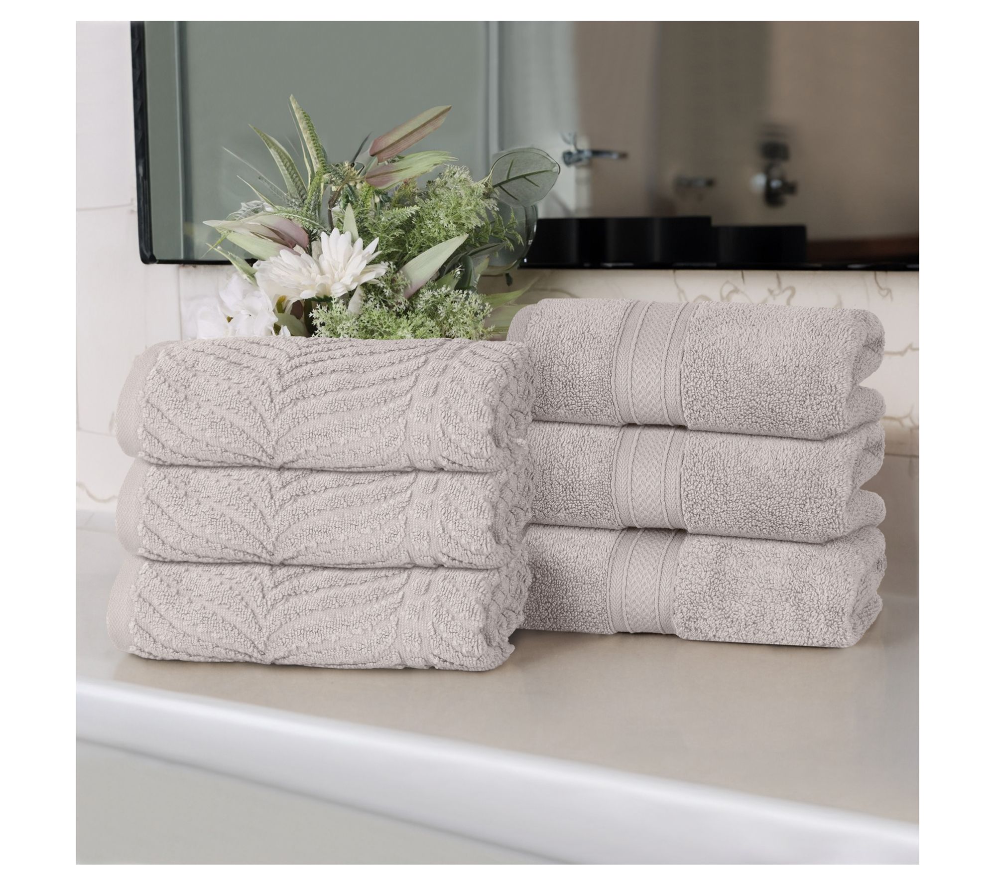 Superior Chevron Zero Twist Cotton Soft 6PC Hand Towels