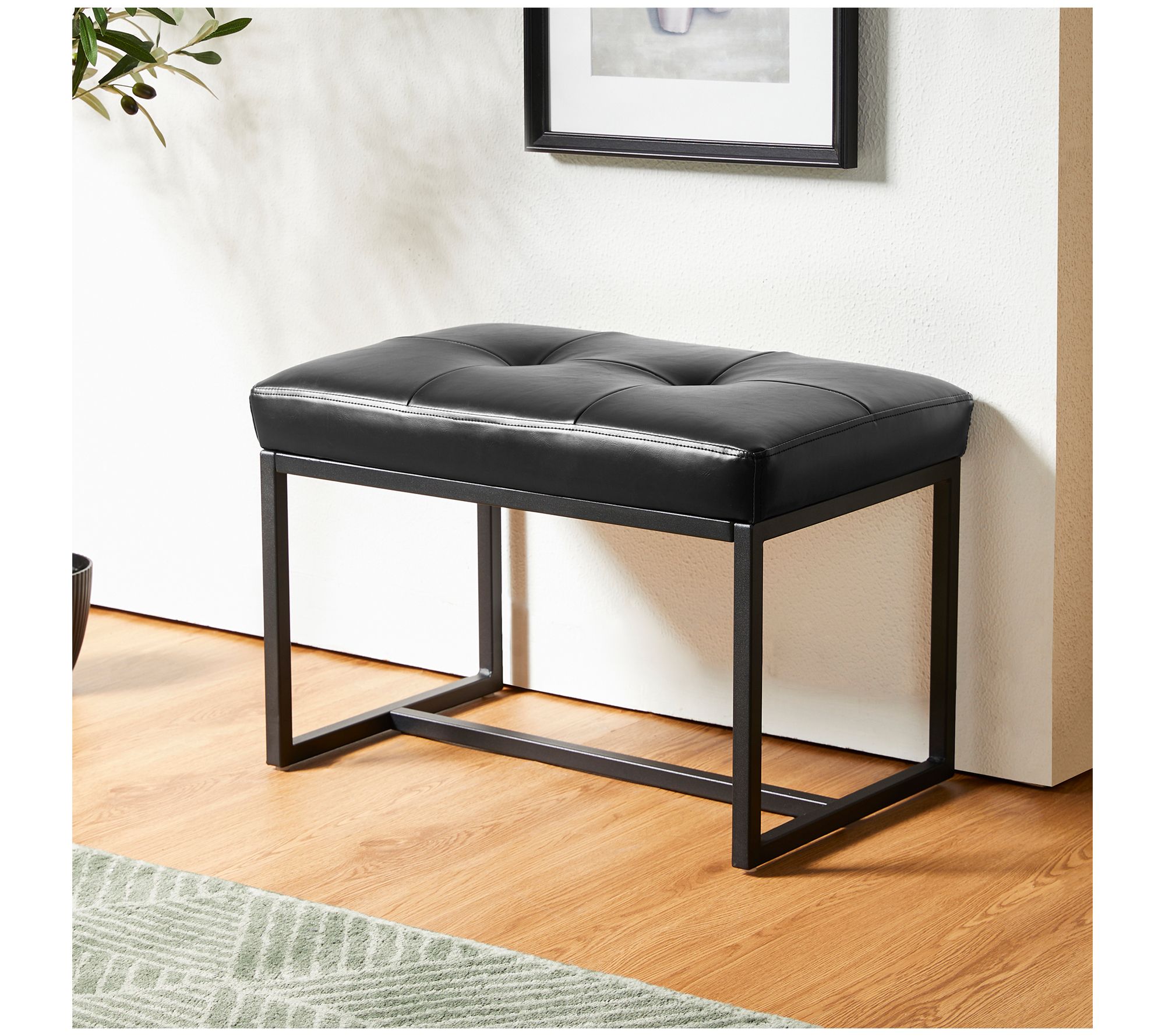 Glitzhome Modern Leatherette Accent Stool